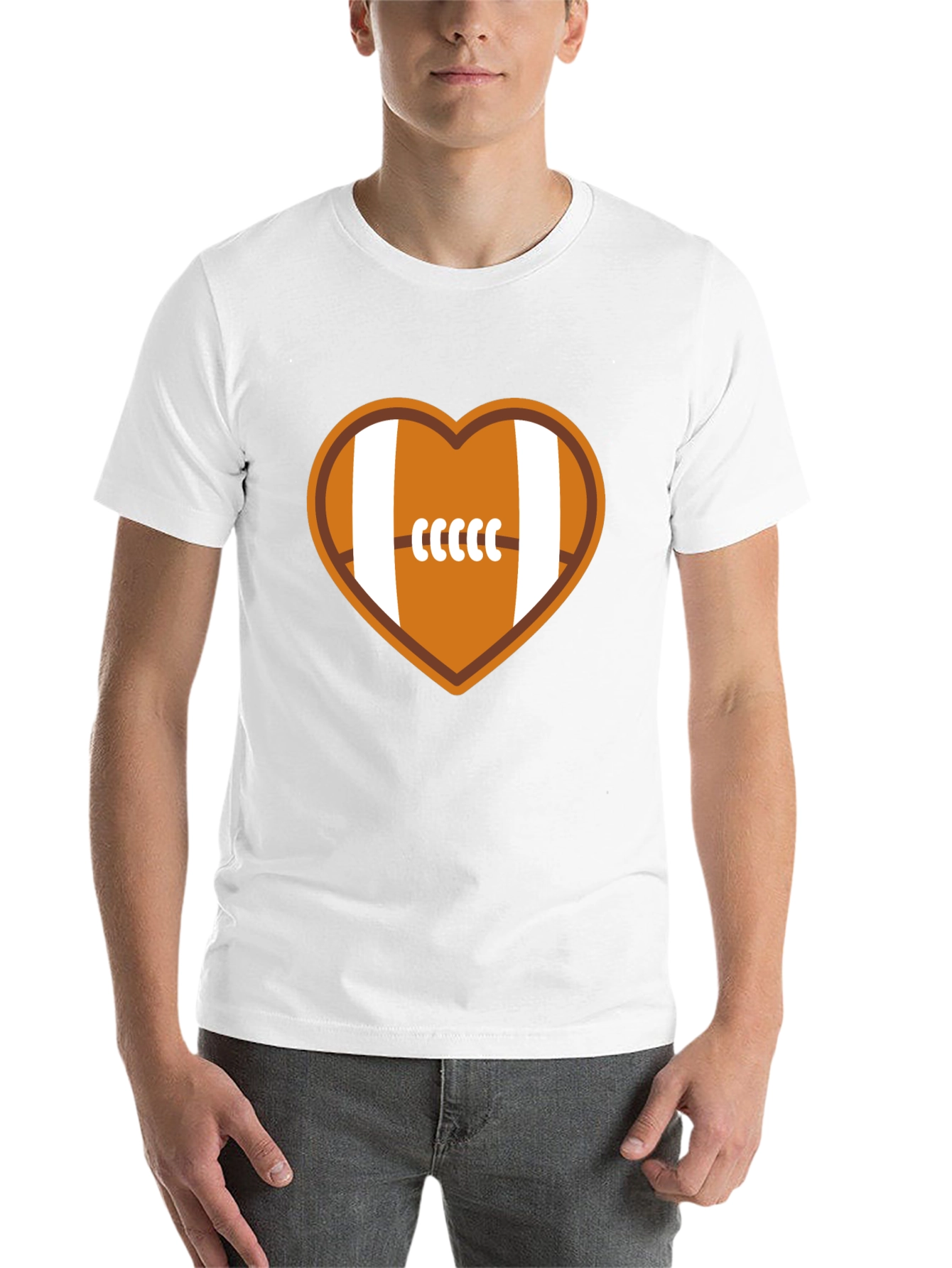Black Football Heart Graphic Tee - Soft Cotton Blend view 14