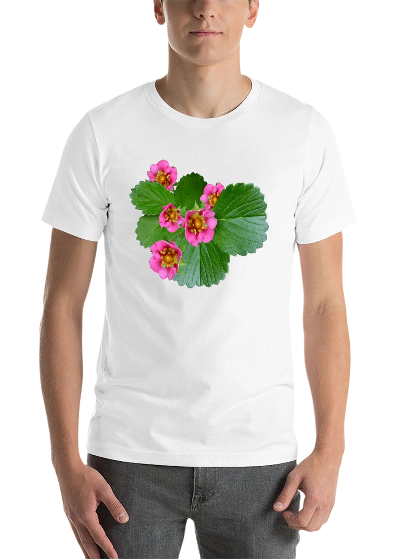 Black Floral Print Black T-Shirt - Nature Inspired Design view 14