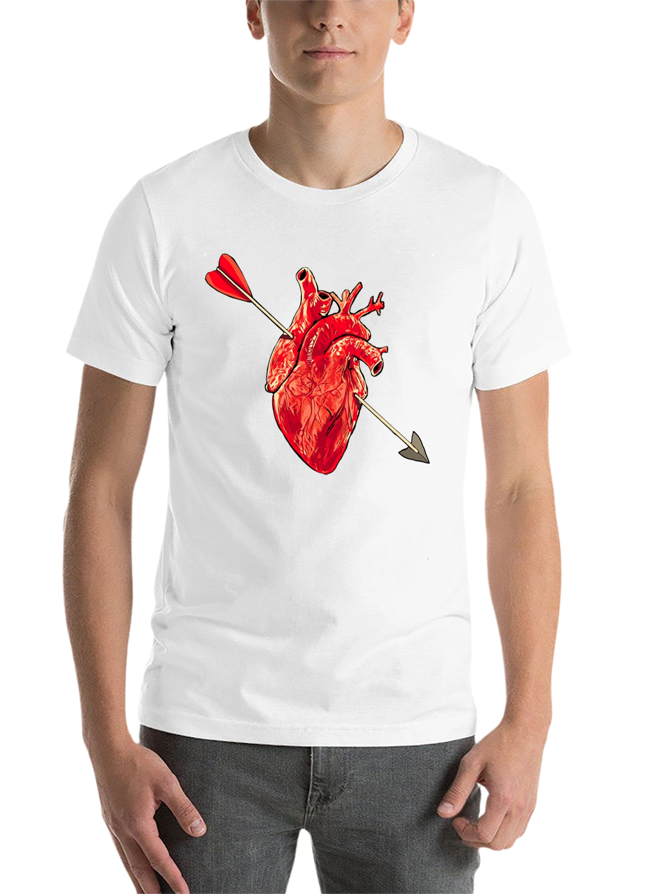 Black Anatomical Heart Arrow T-Shirt view 14