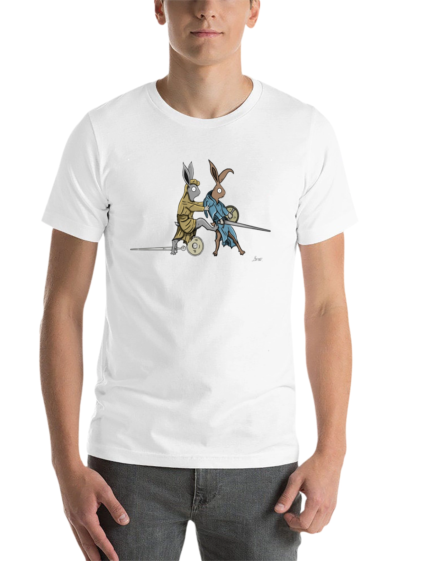 Black Fencing Rabbits Graphic Tee - Unique Design view 14