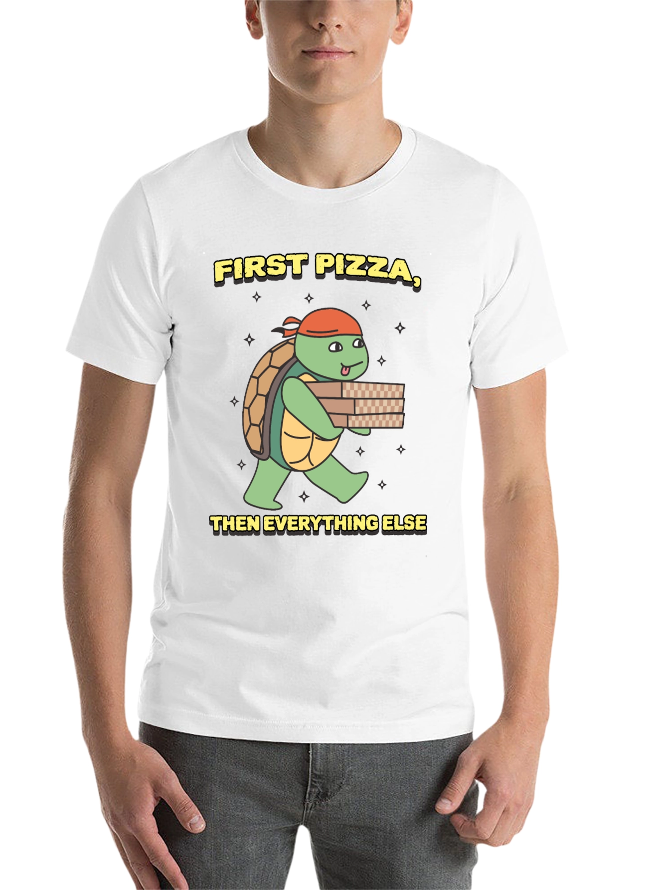 Black First Pizza Then Everything Else Turtle T-Shirt view 14