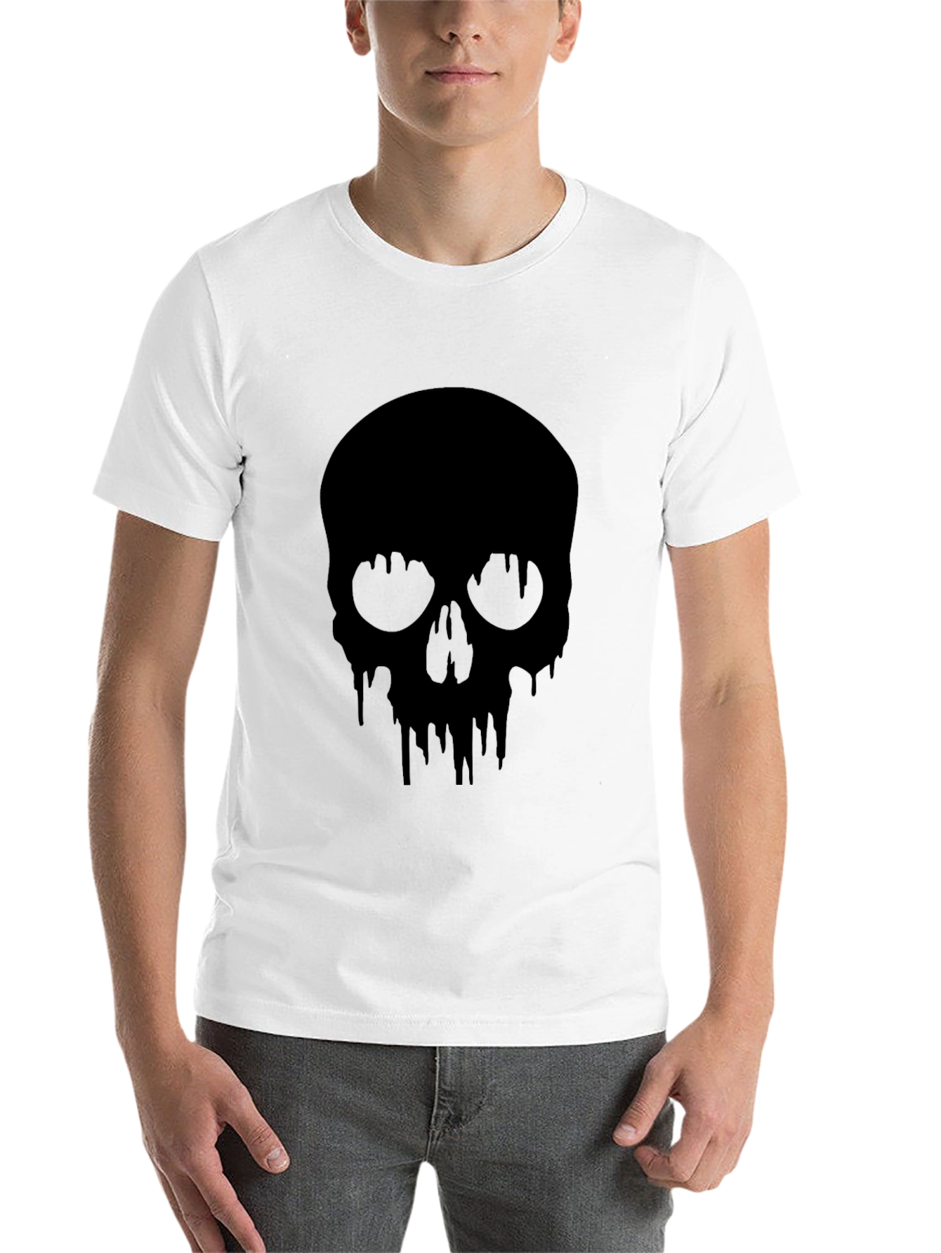 Black Men's Black Skull Drip Graphic Tee view 14