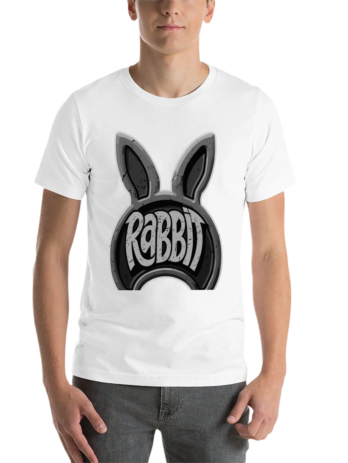 Black Rabbit Graphic Print Men's T-Shirt view 14