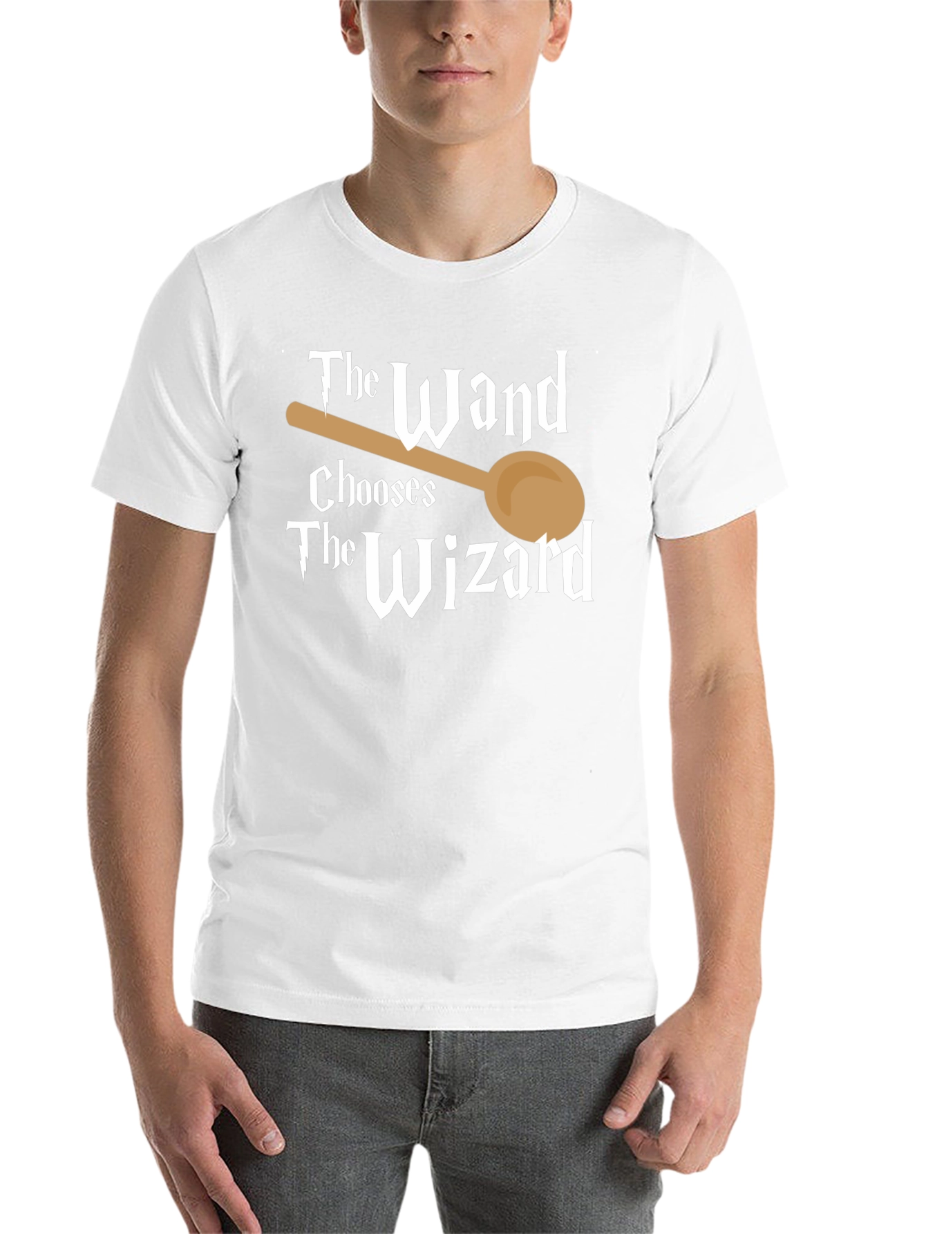 Black The Wand Chooses The Wizard Funny T-Shirt view 14