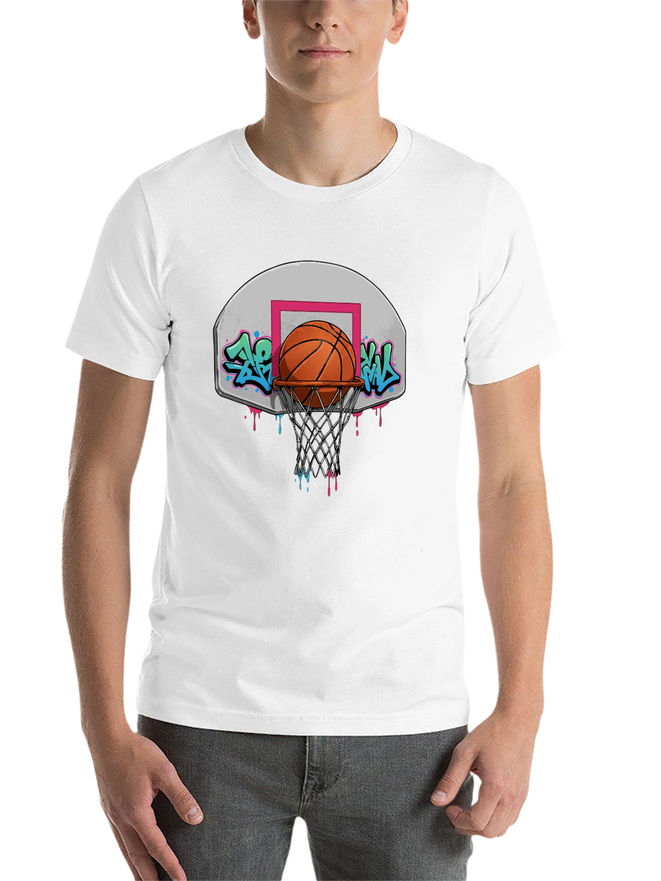 Black Basketball Hoop Graffiti T-Shirt - Urban Style Tee view 14