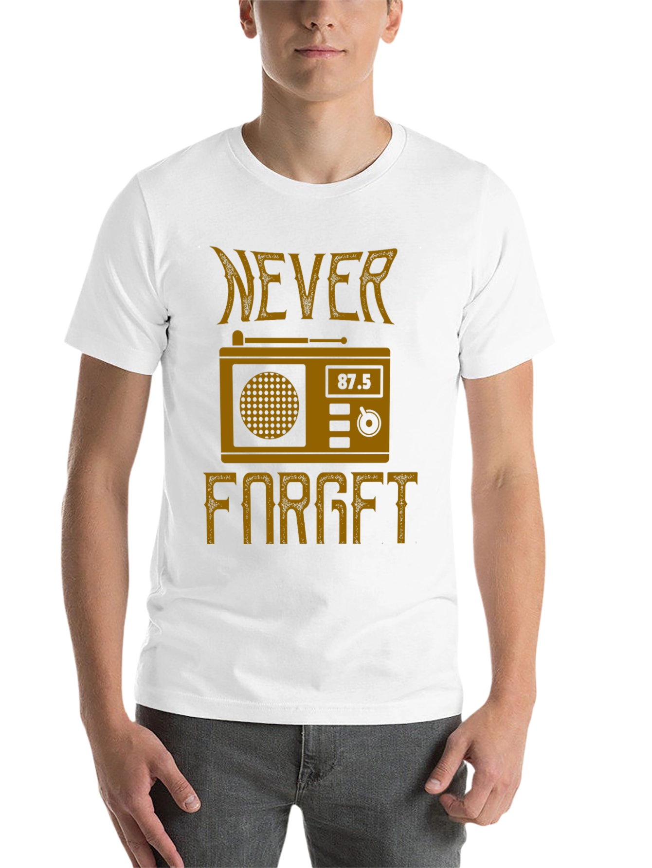 Black Retro Radio 'Never Forget' Graphic T-Shirt view 14