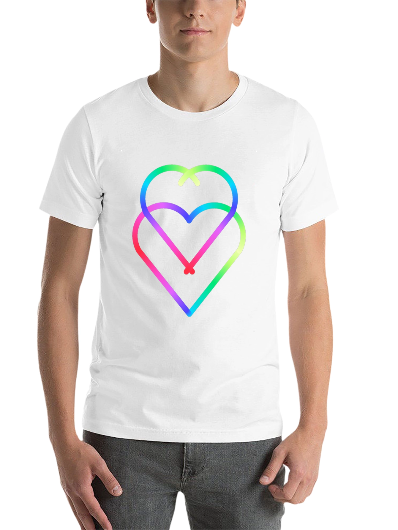 Black Rainbow Hearts Black Tee - Unique Graphic Design view 14