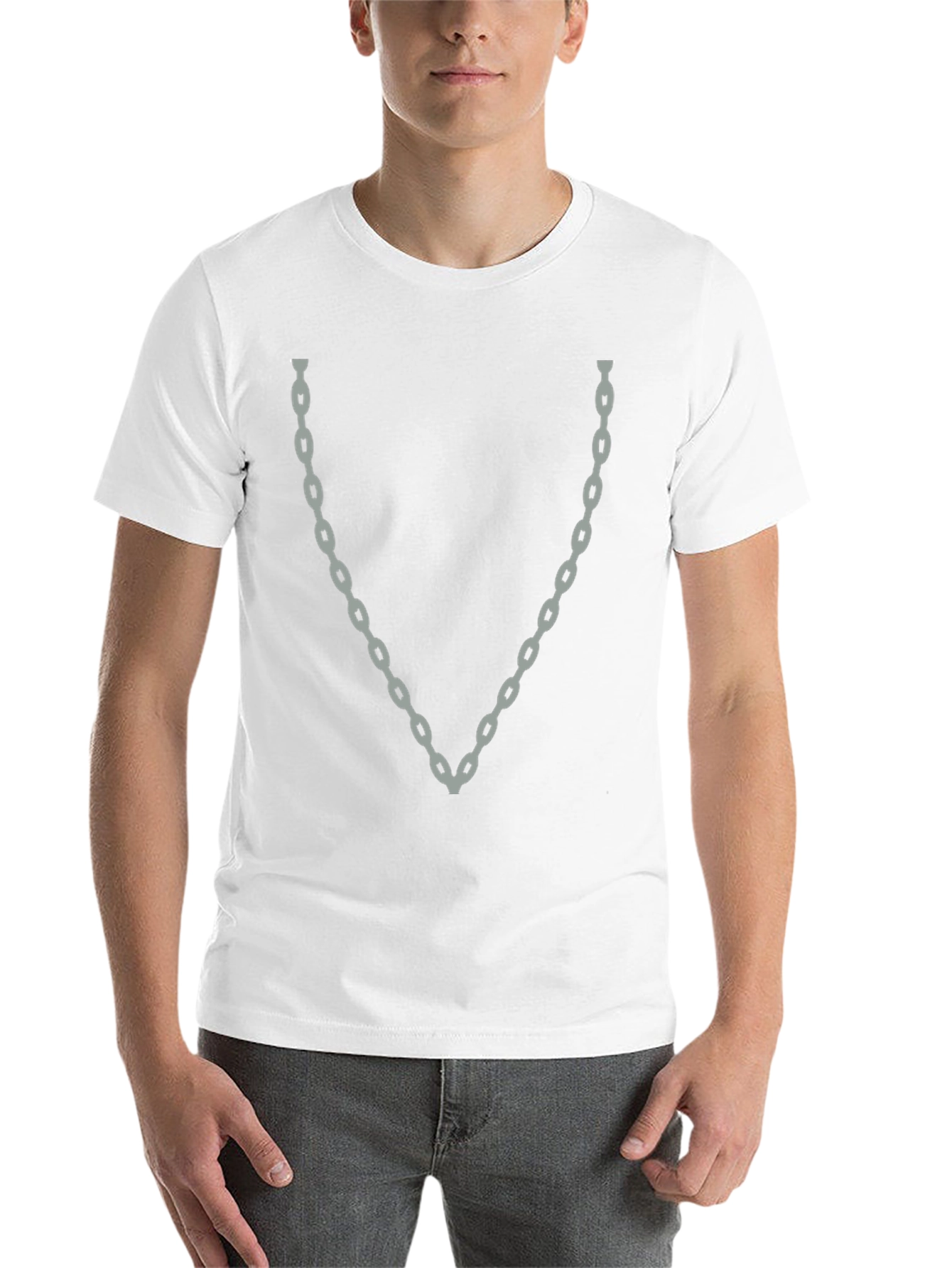 Black Chain Graphic Tee - Black Cotton Crew Neck T-Shirt view 14