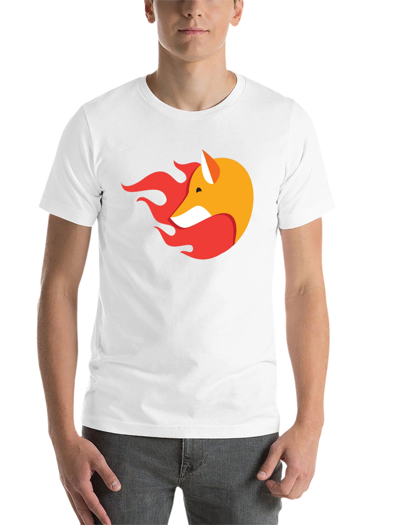 Black Stylish Black T-Shirt with Fox & Flame Graphic view 14