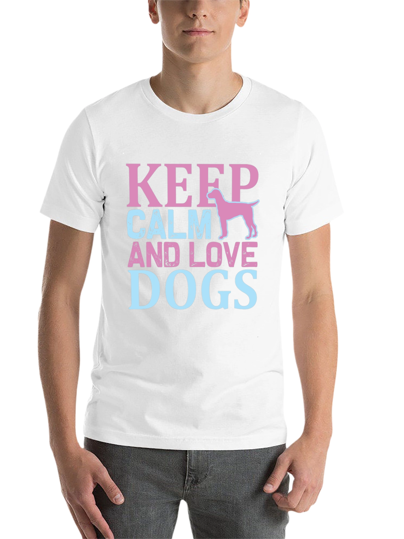 Black Keep Calm And Love Dogs Graphic Tee view 14