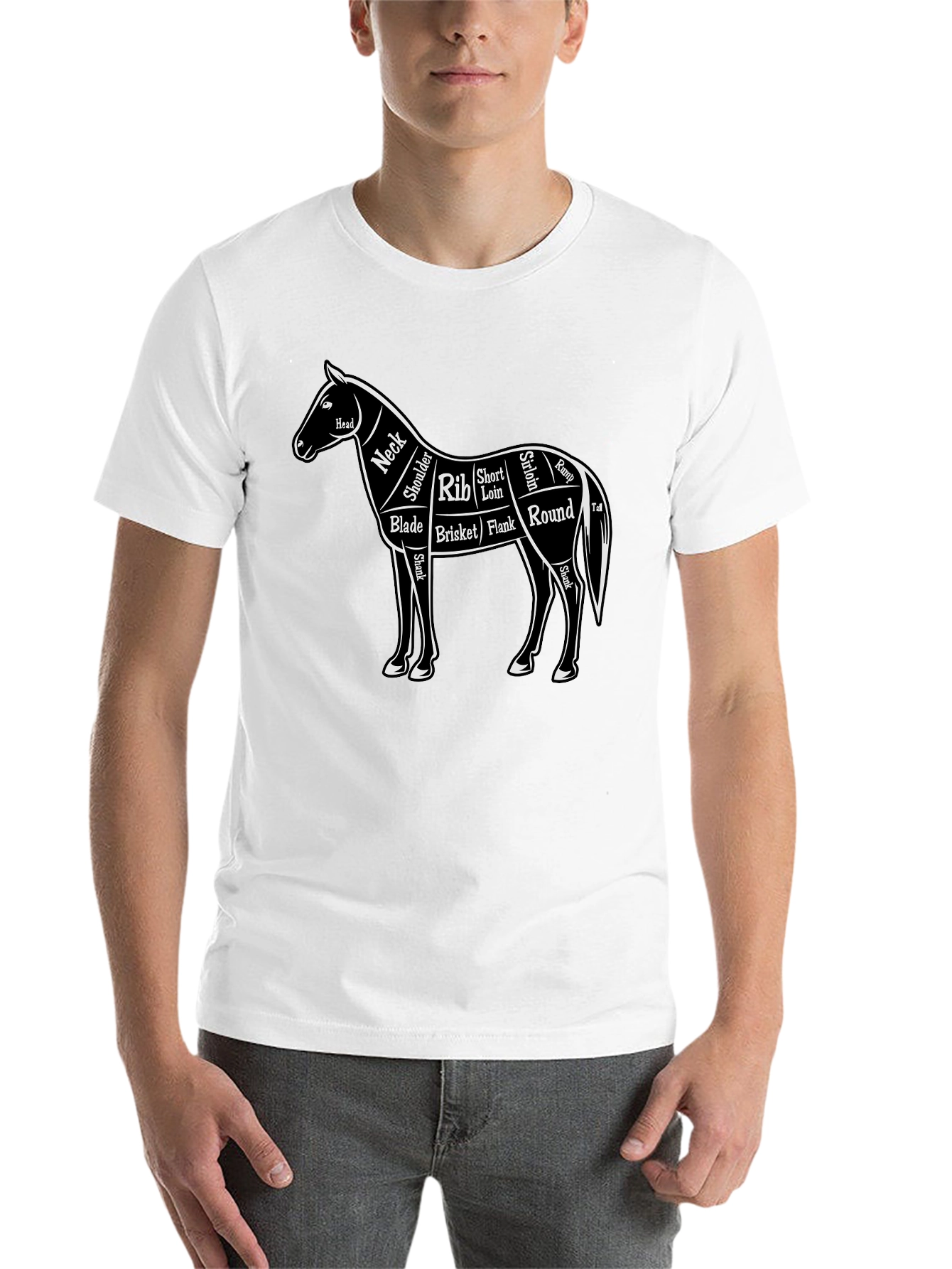 Black Horse Anatomy Black Graphic T-Shirt view 14