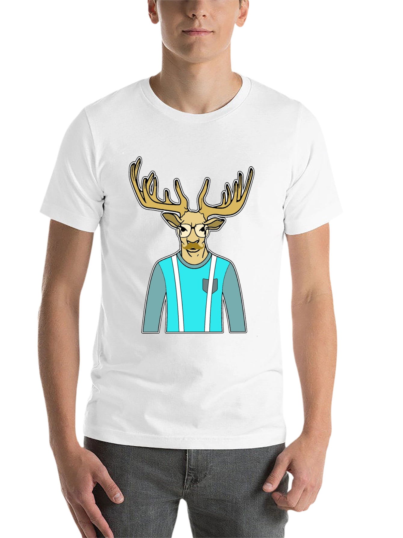 Black Stylish Deer Graphic Tee view 14