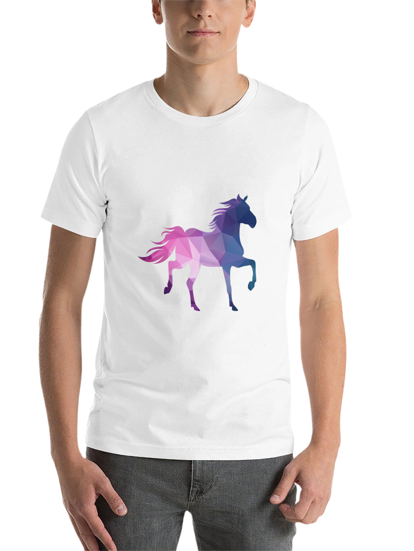 Black Geometric Horse Graphic T-Shirt - Black view 14