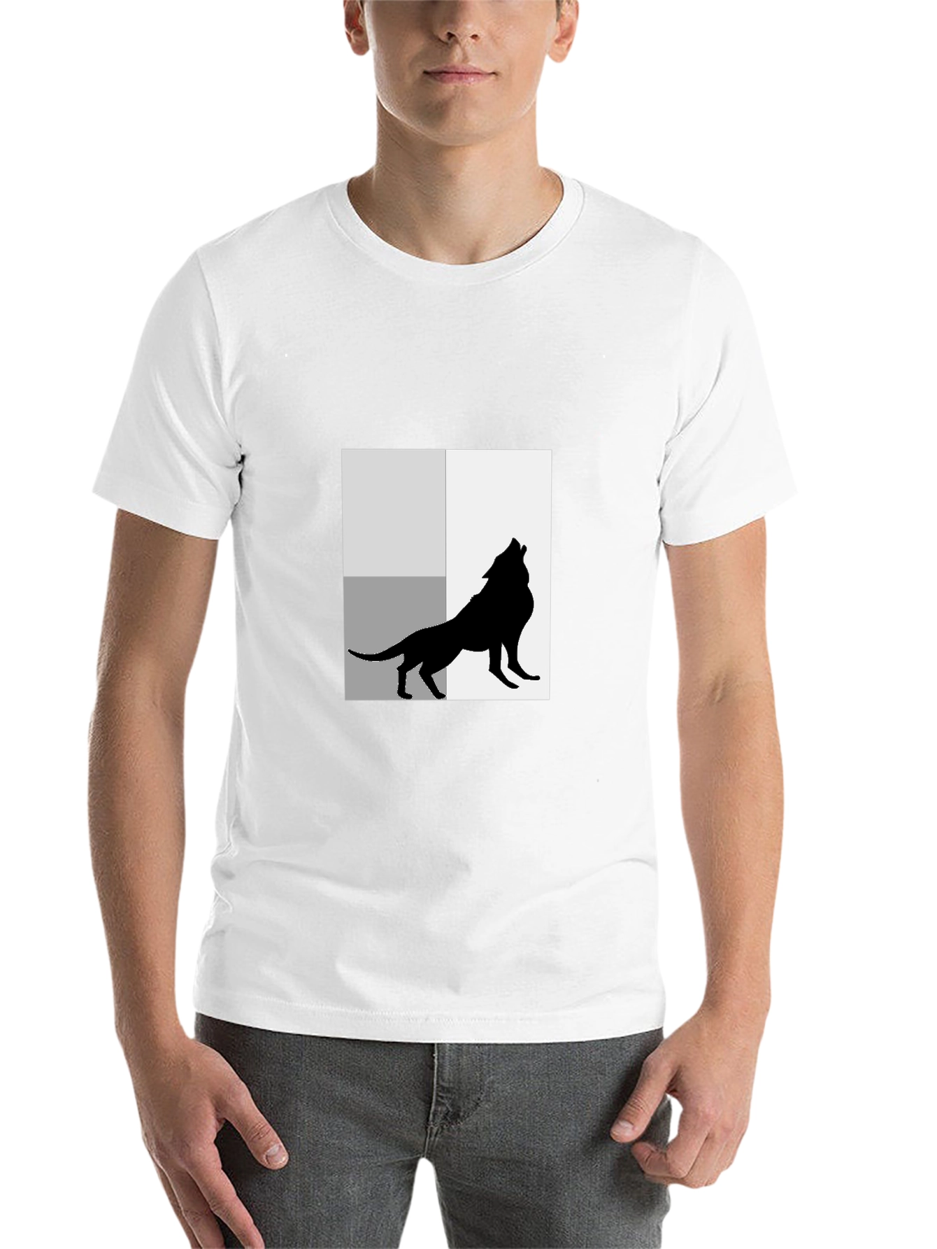 Black Wolf Silhouette Graphic Black T-Shirt view 14