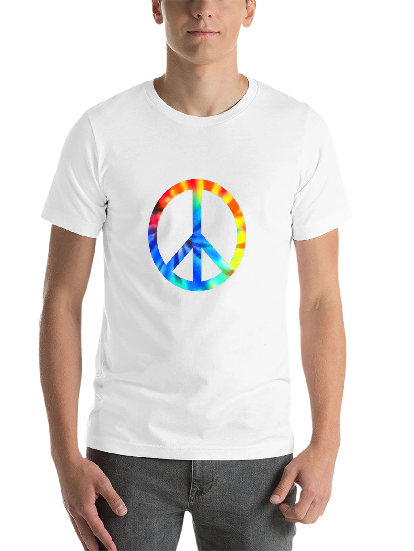 Black Peace Sign Tie-Dye Graphic Tee - Black view 14