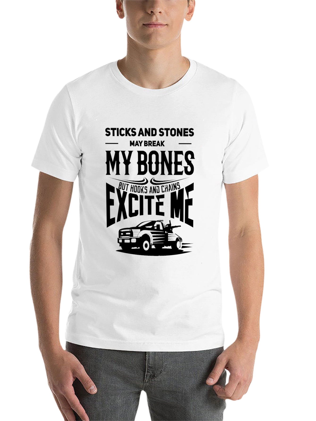 Black Sticks and Stones Tow Truck T-Shirt view 14