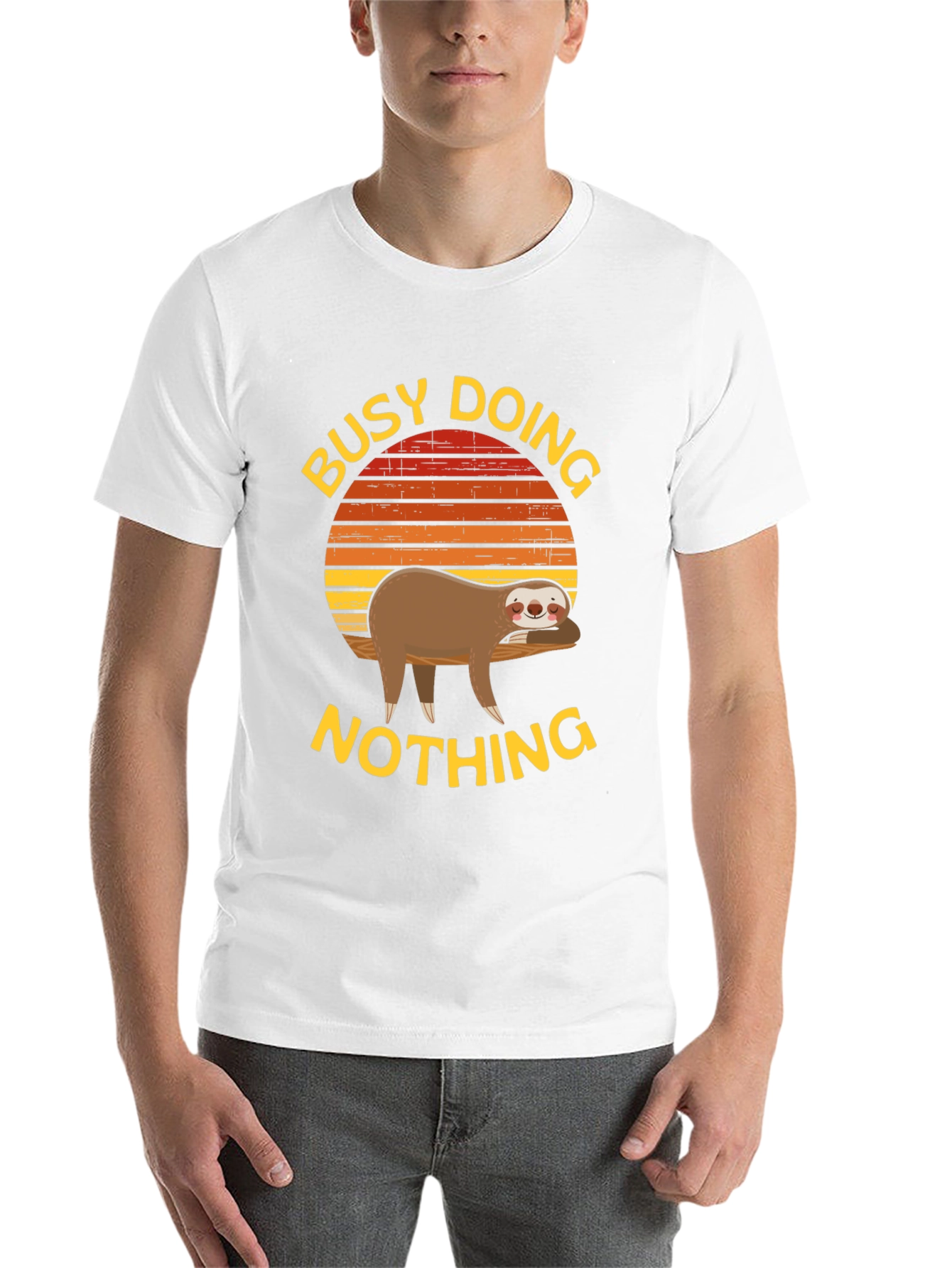 Black Busy Doing Nothing Sloth Graphic Tee view 14