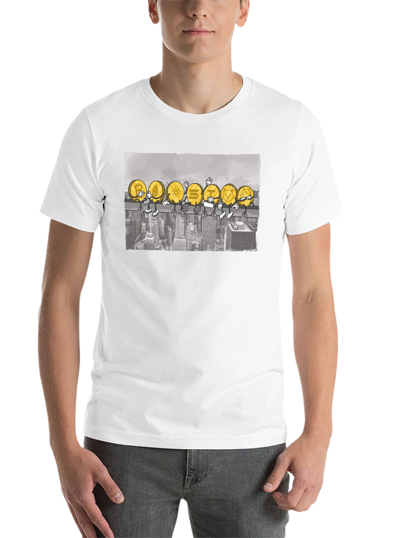 Black Crypto Coins T-Shirt - Cartoon Character Design view 14
