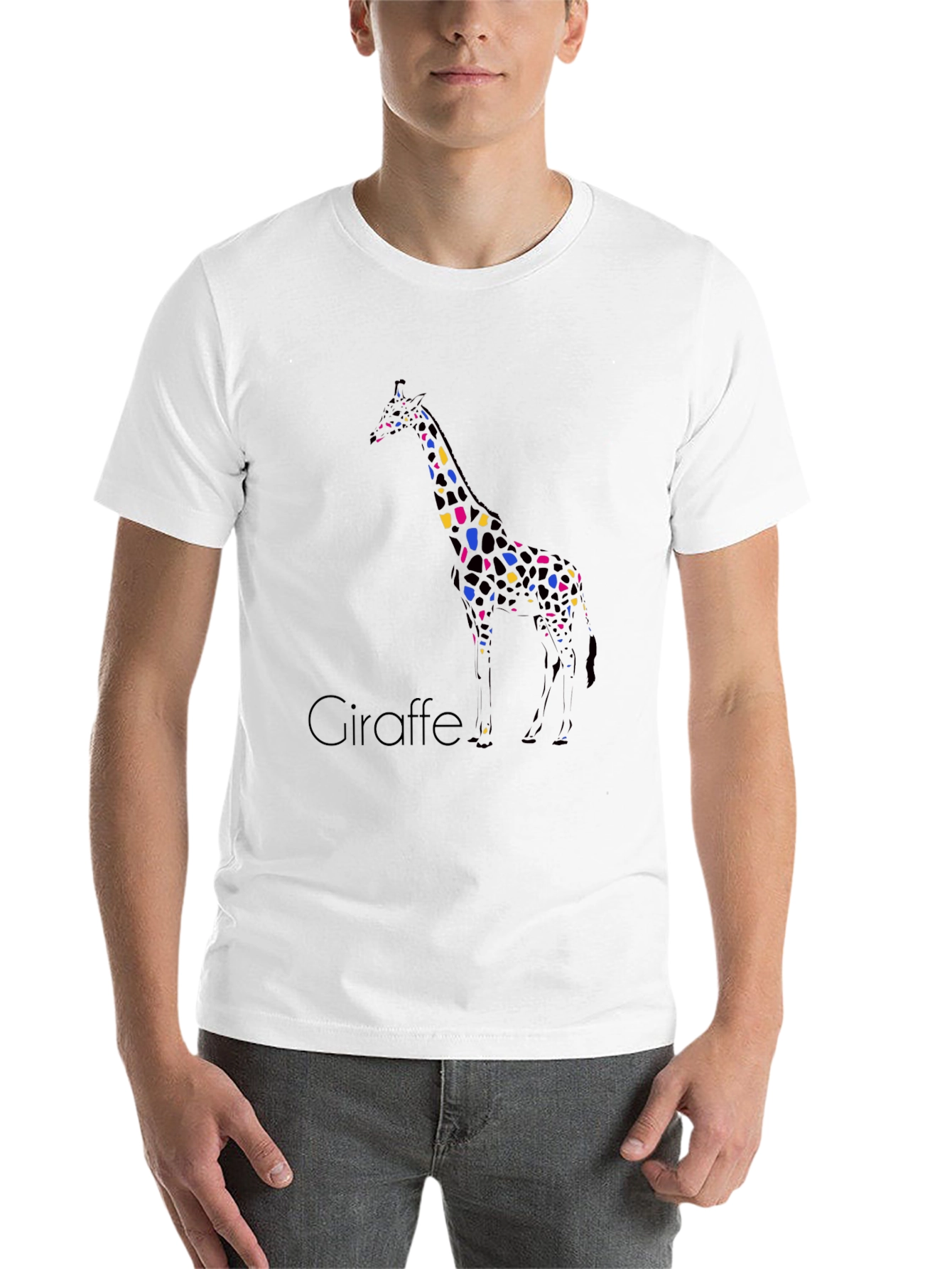 Black Giraffe Print Crew Neck T-Shirt view 14