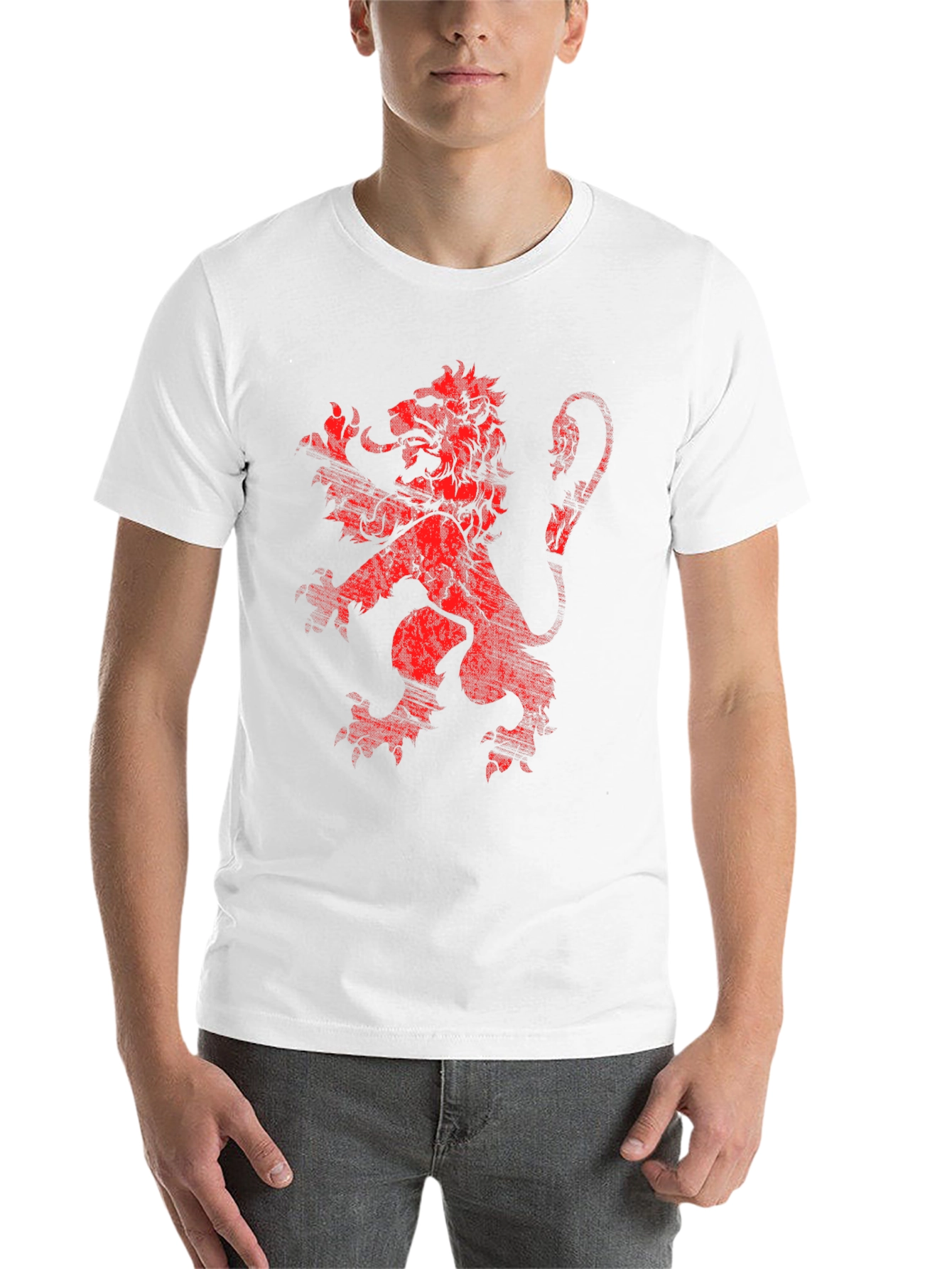 Black Red Lion Crest Graphic Black T-Shirt view 14