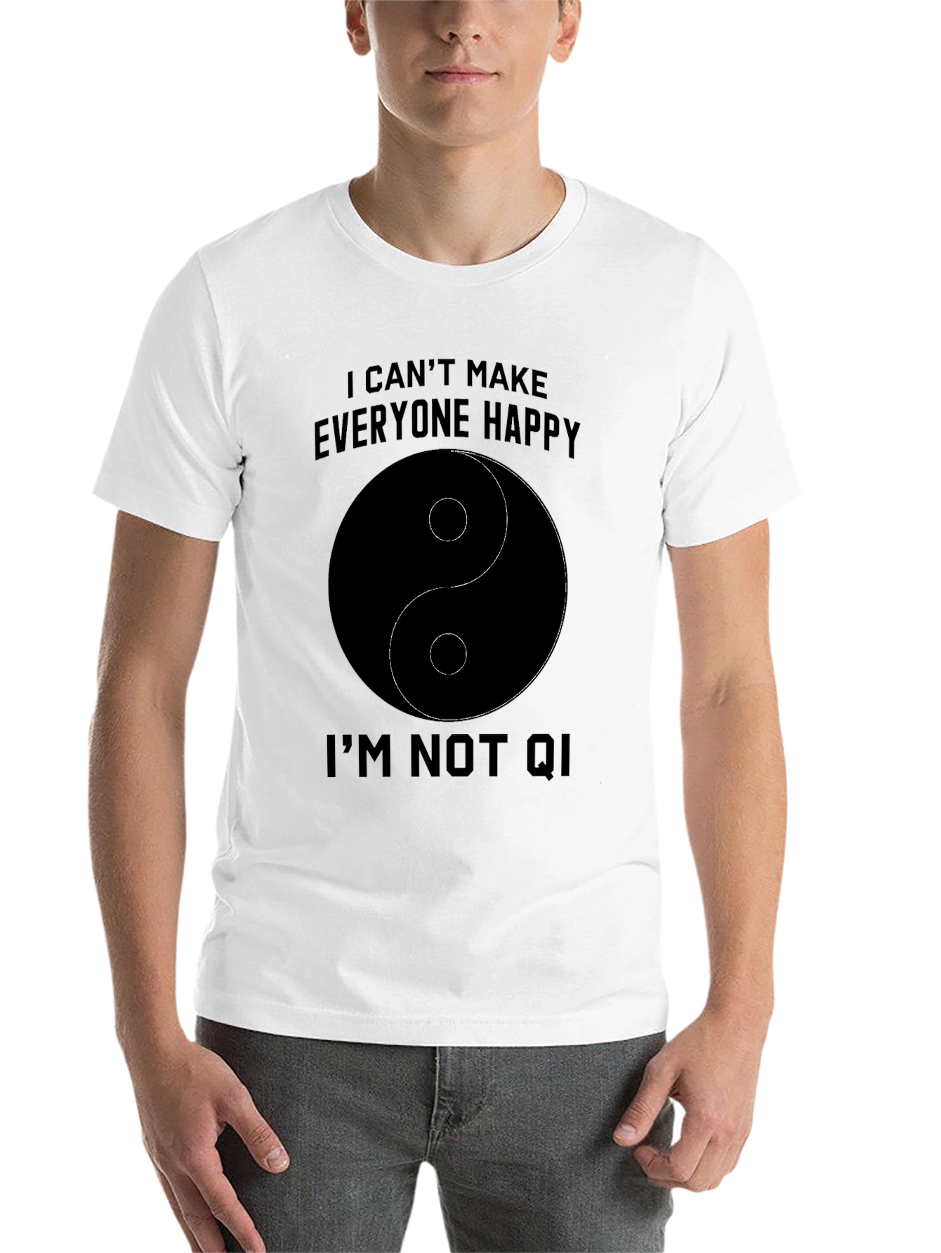 Black Humorous Yin Yang "I'm Not Qi" T-Shirt view 14