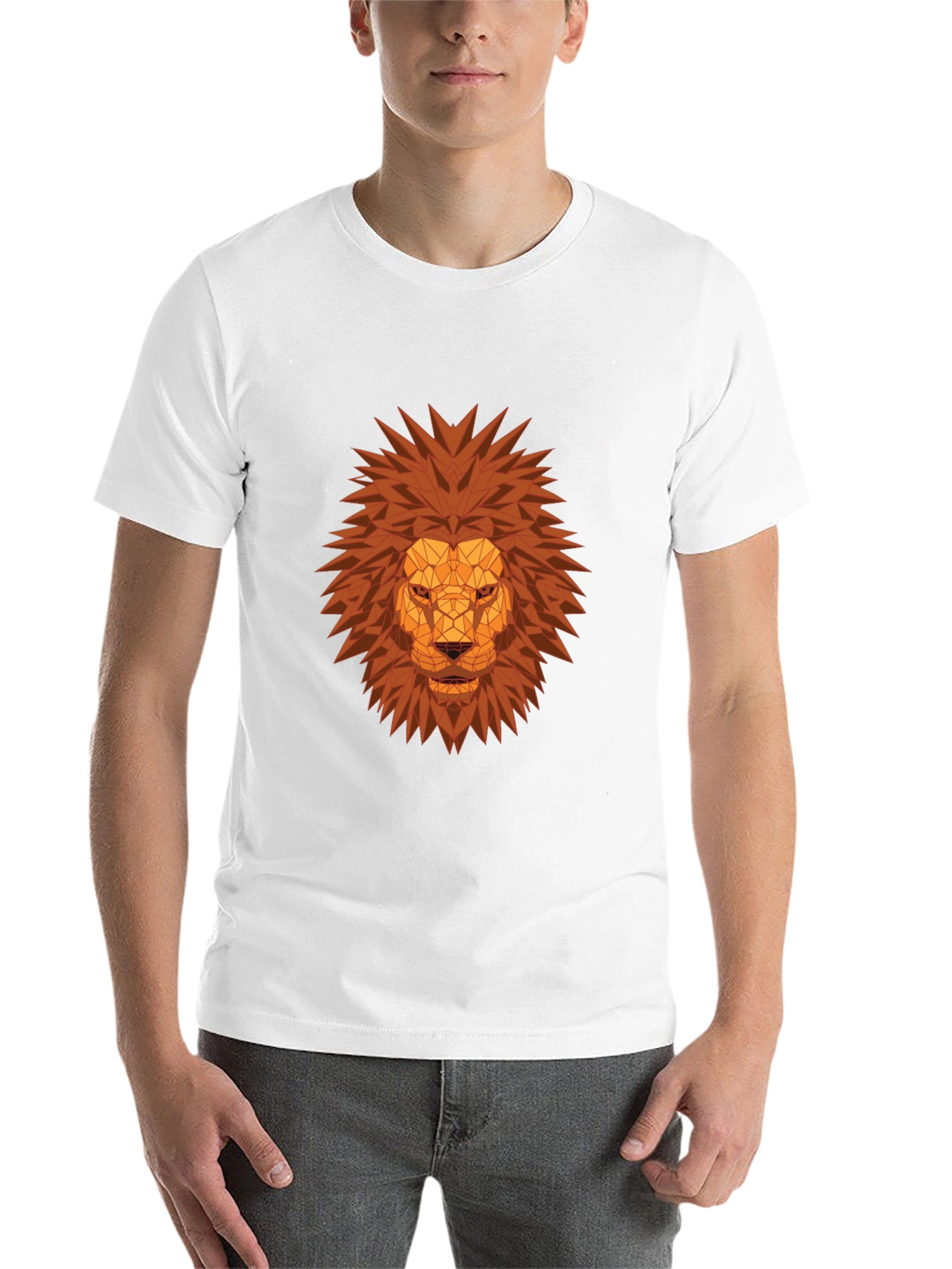Black Geometric Lion Head Graphic Tee - Black view 14