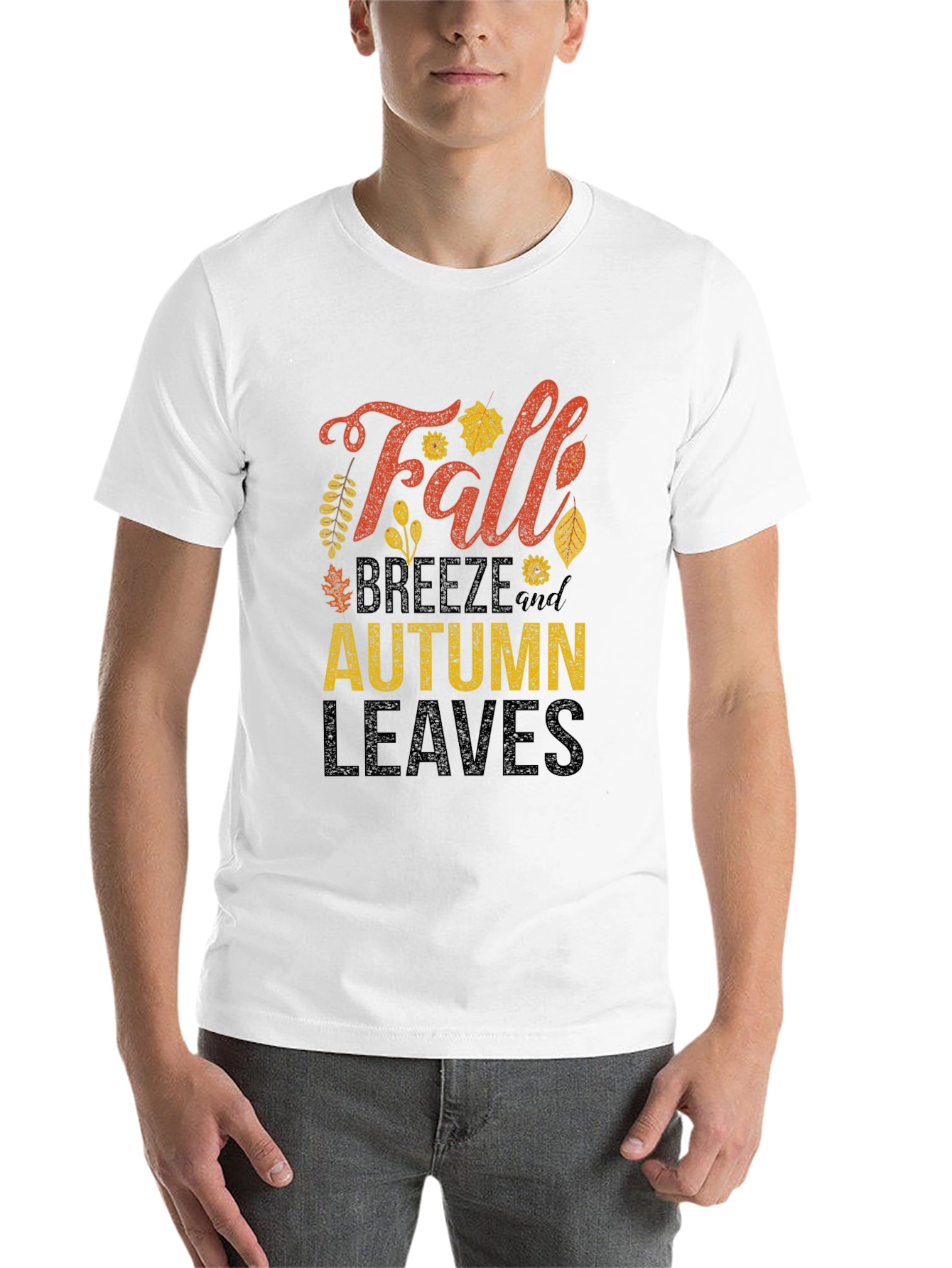 Black Fall Breeze Autumn Leaves Graphic Tee view 14