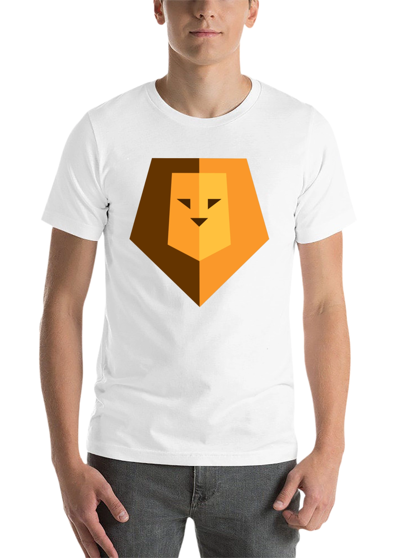 Black Geometric Lion Head Graphic Print Black Tee view 14