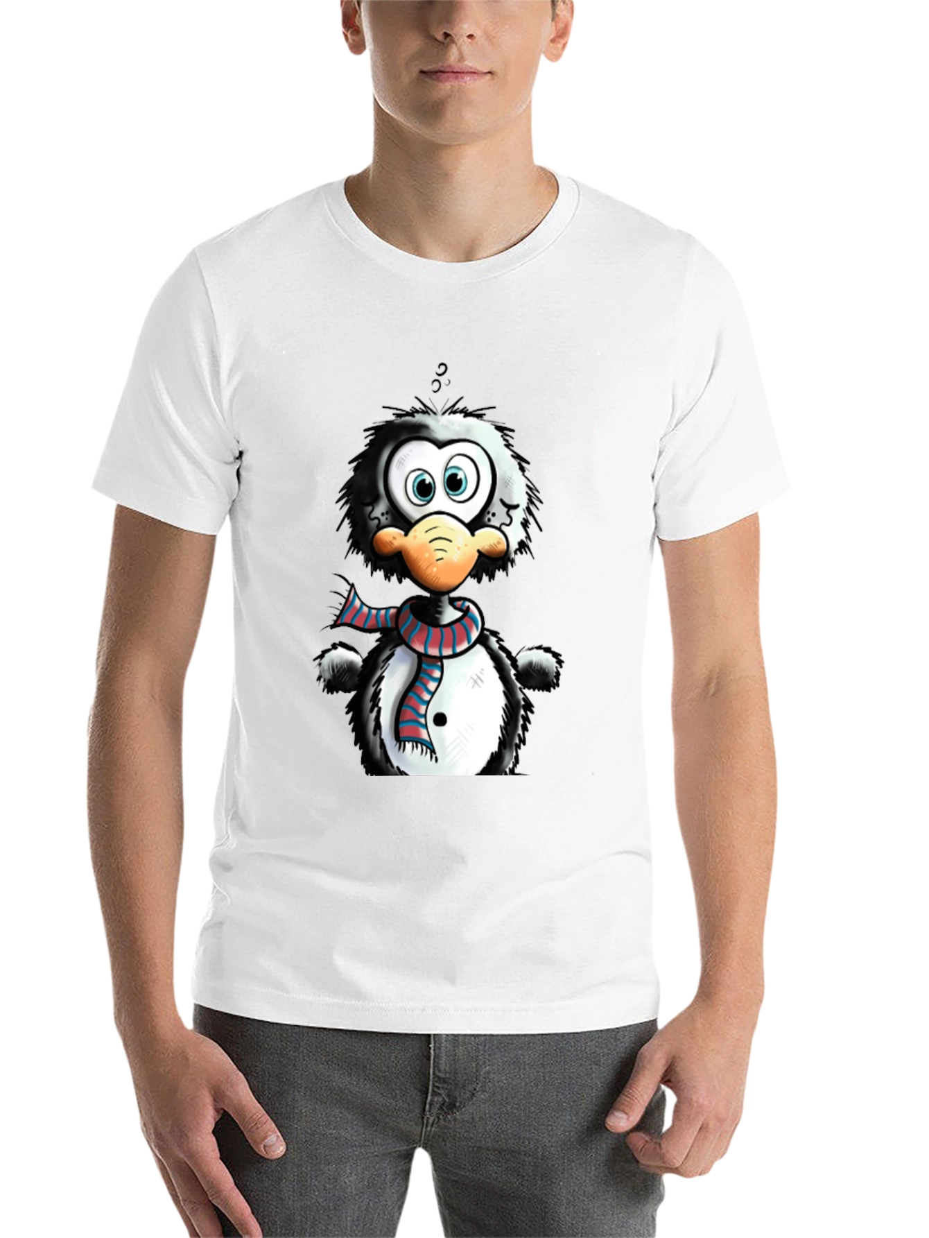 Black Cartoon Penguin Graphic Tee - Quirky Style view 14