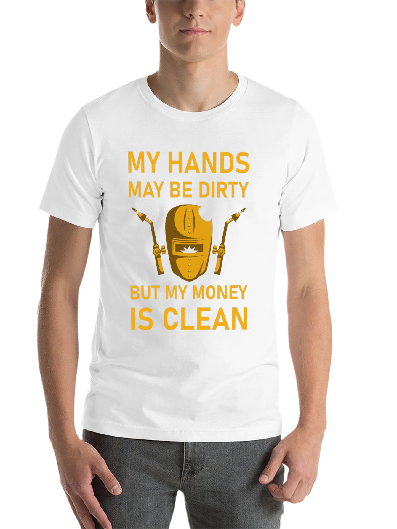 Black Dirty Hands Clean Money Welder T-Shirt view 14
