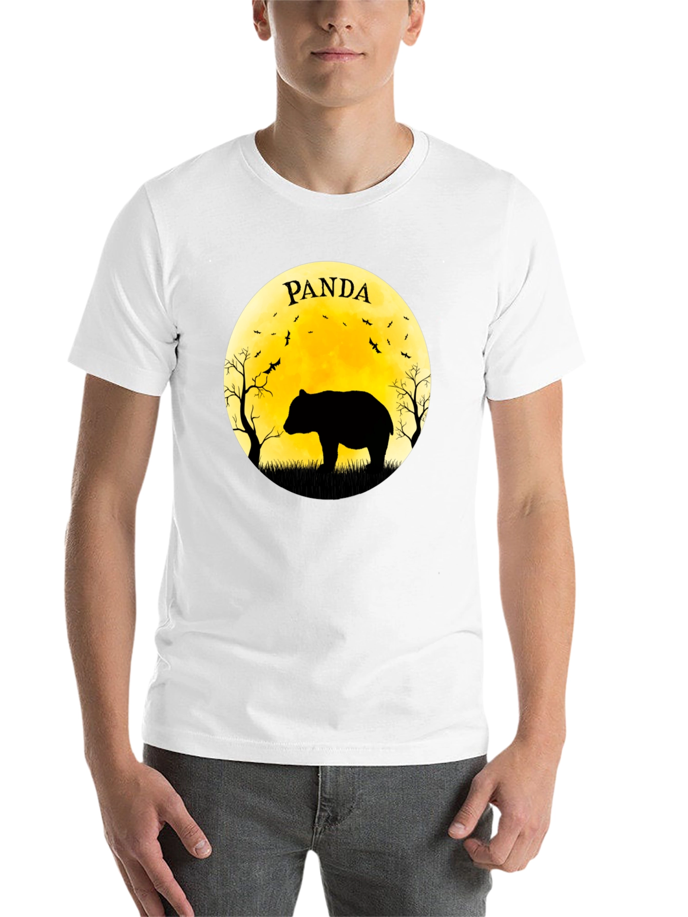 Black PANDA Silhouette Tee - Unique Graphic T-Shirt view 14