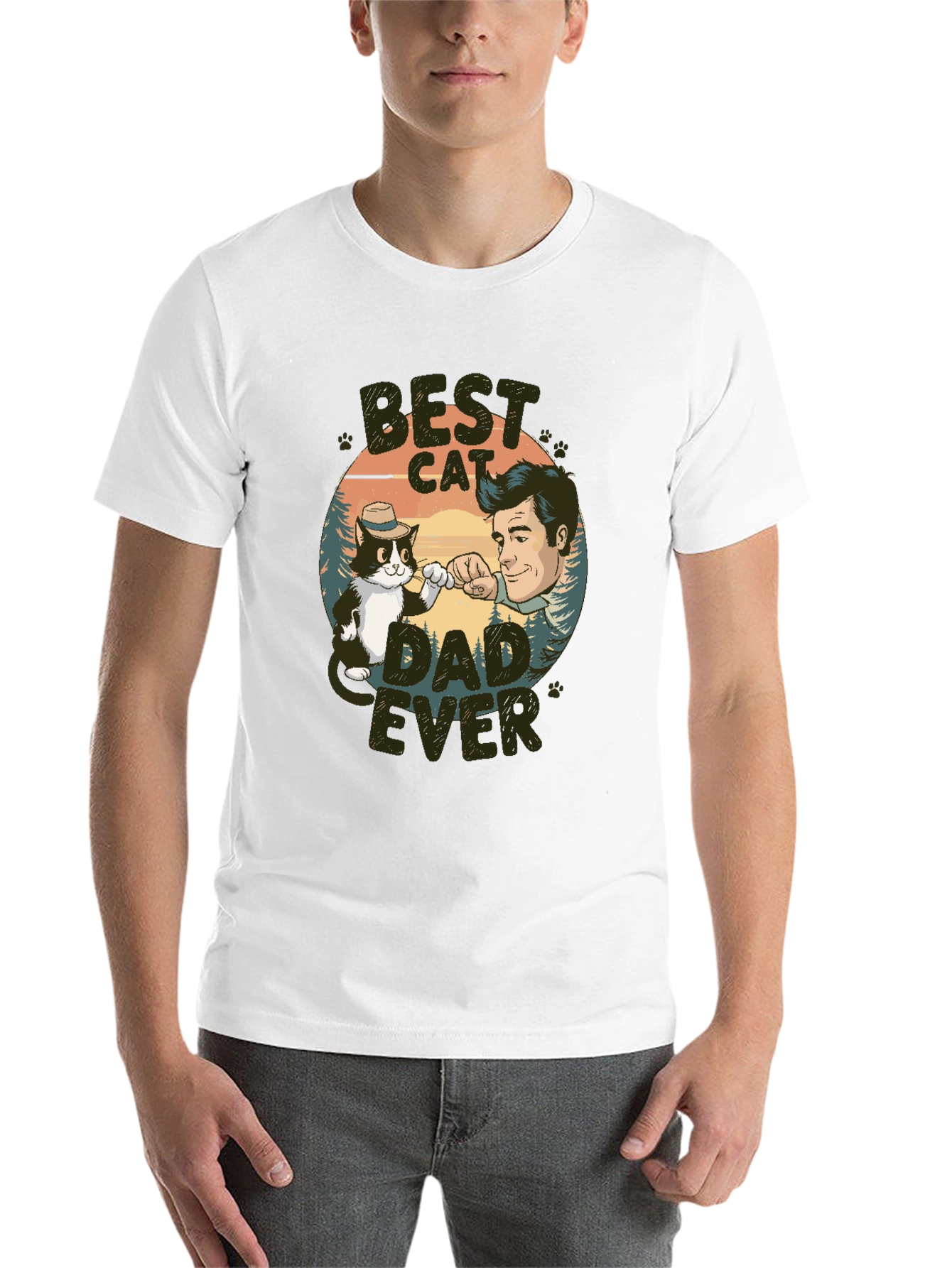 Black Best Cat Dad Ever T-Shirt view 14