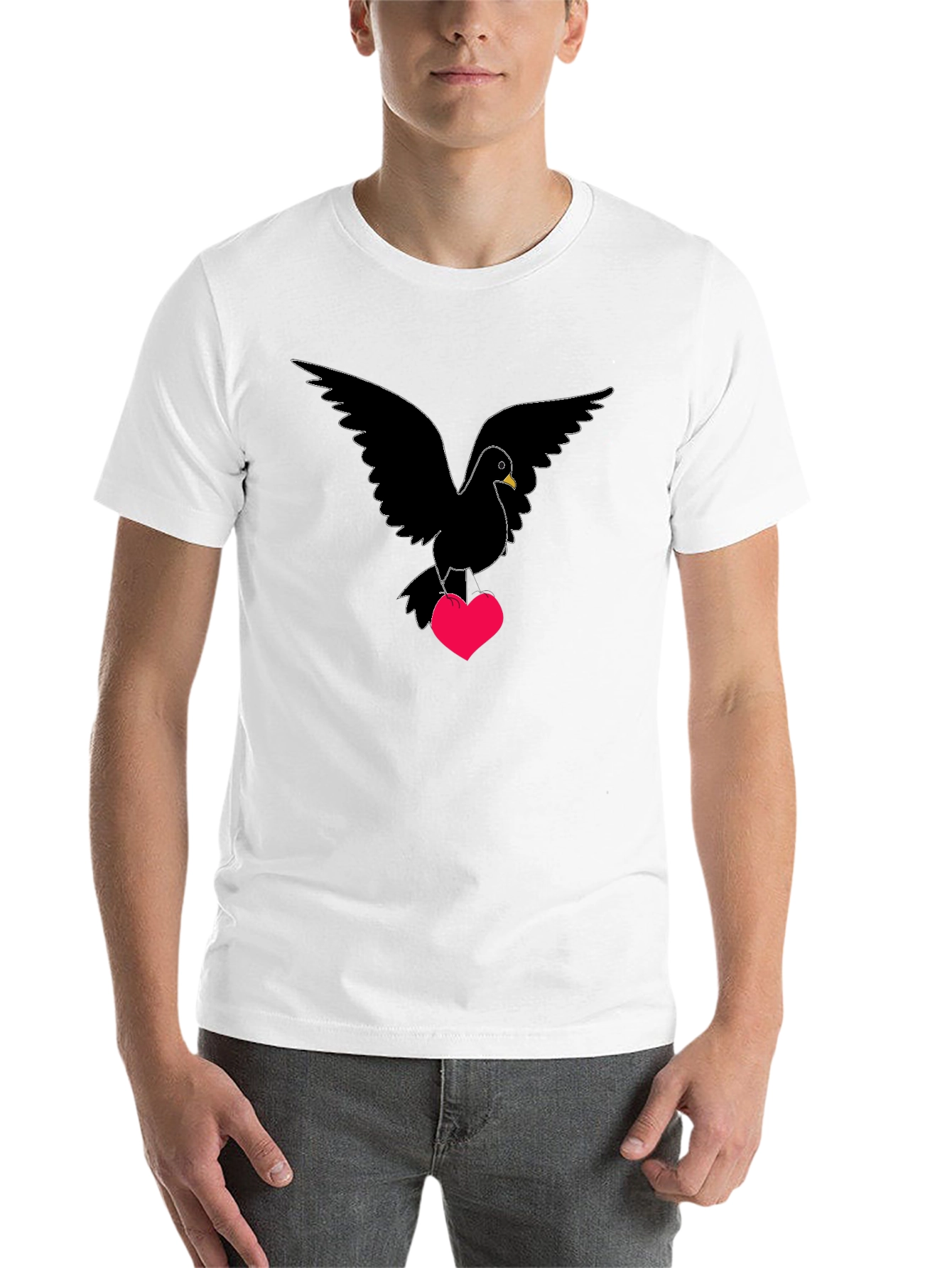 Black Dove Heart T-Shirt - Love Bird Graphic Tee view 14