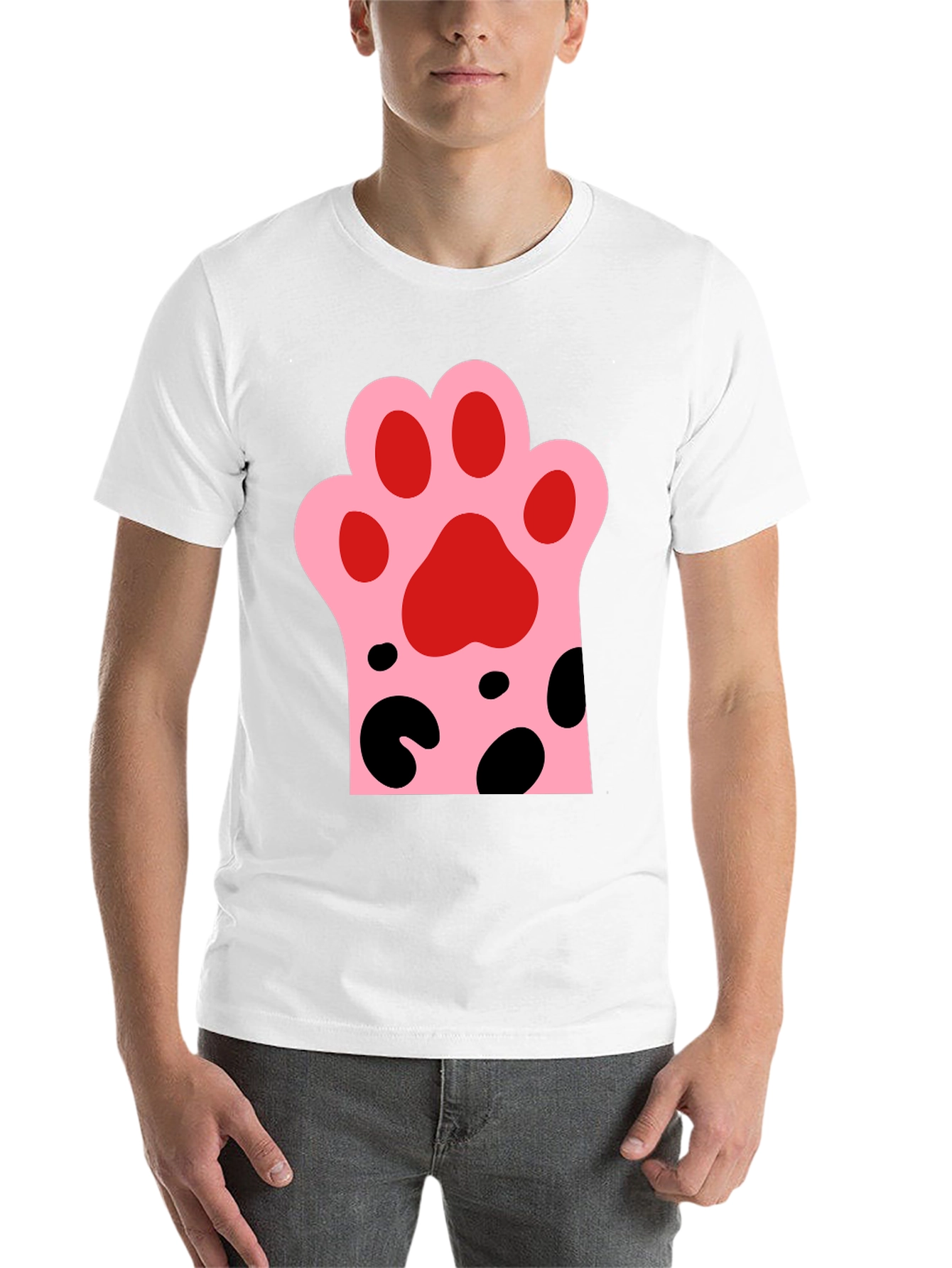Black Cute Cat Paw Print Black T-Shirt view 14