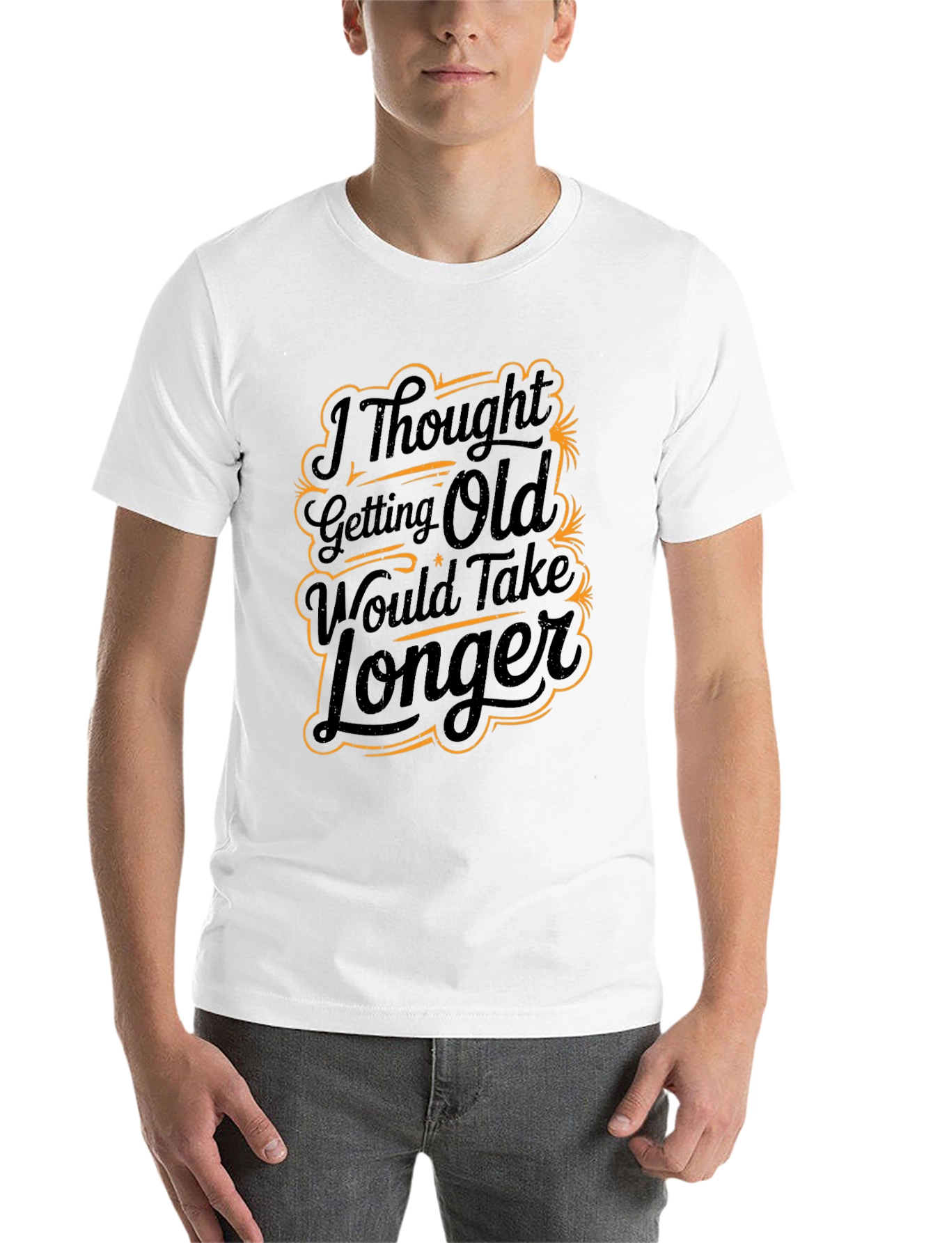 Black Funny "Getting Old" Graphic Print Black T-Shirt view 14