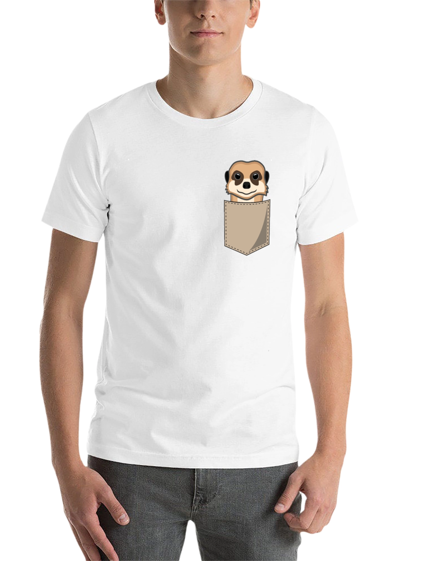 Black Meerkat Pocket T-Shirt - Novelty Cartoon Tee view 14