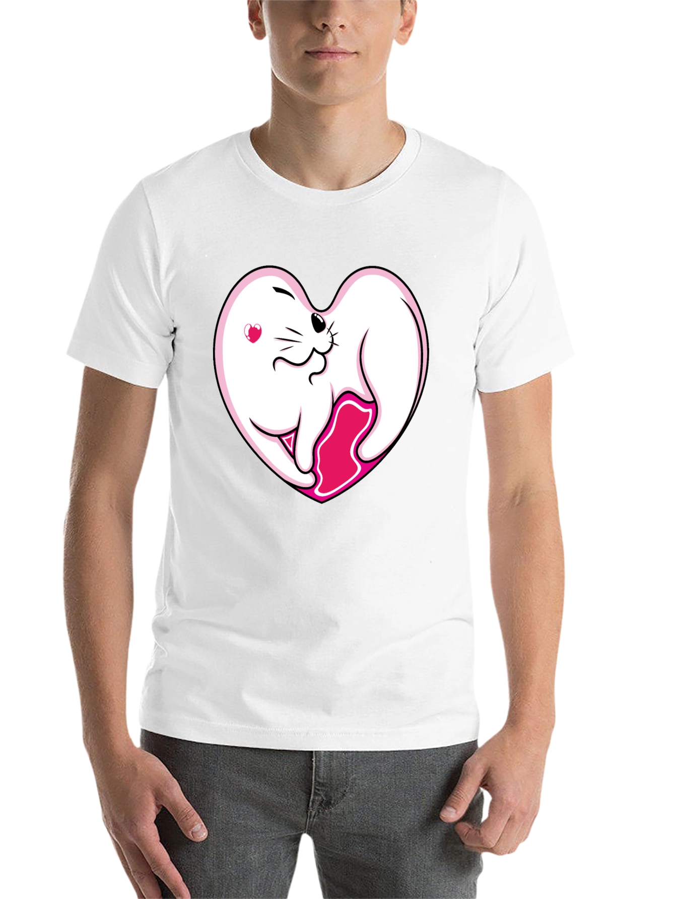 Black Cute Seal Heart T-Shirt - Black Cotton Tee view 14
