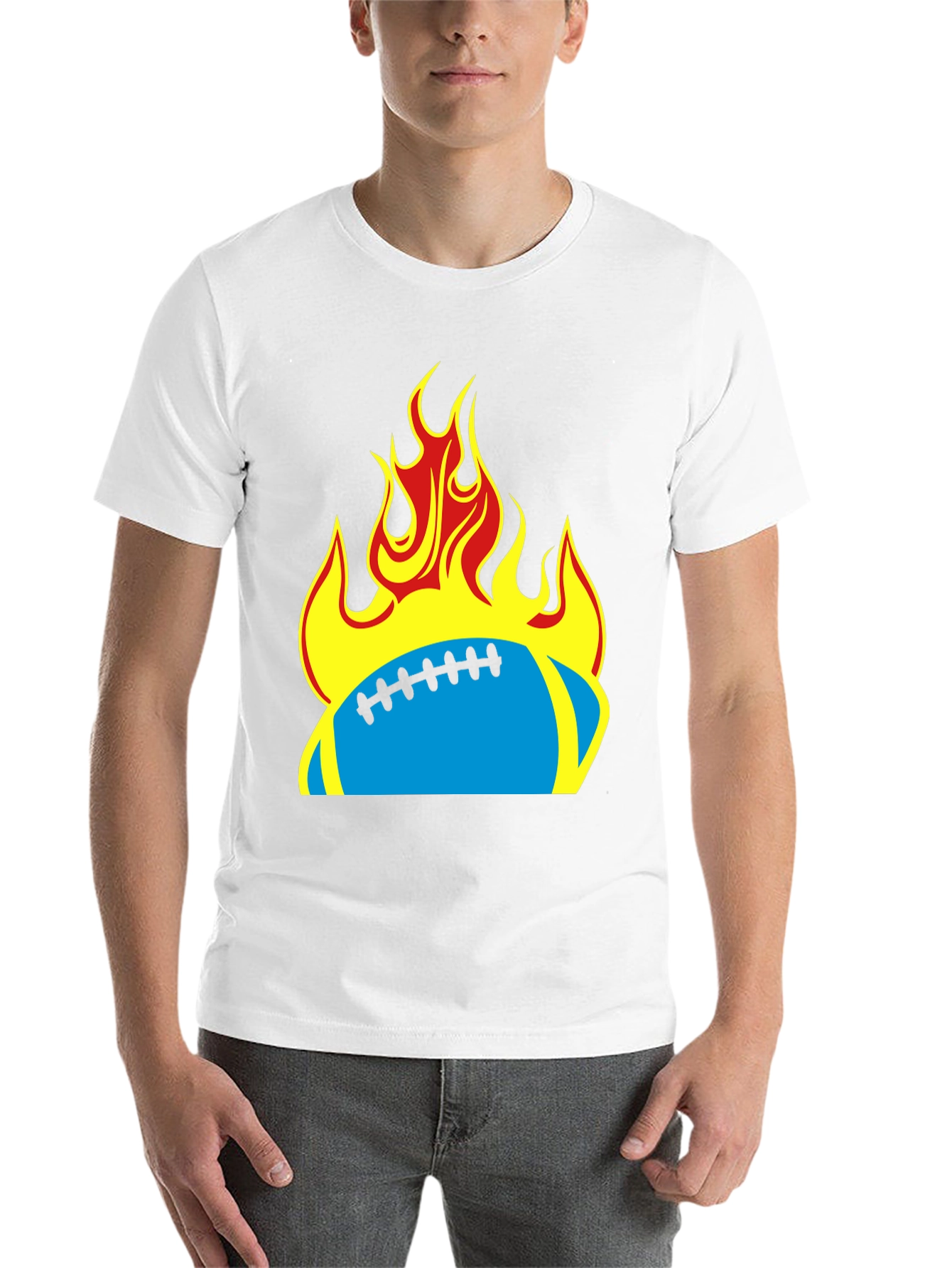 Black Flaming Football T-Shirt - Black Tee view 14