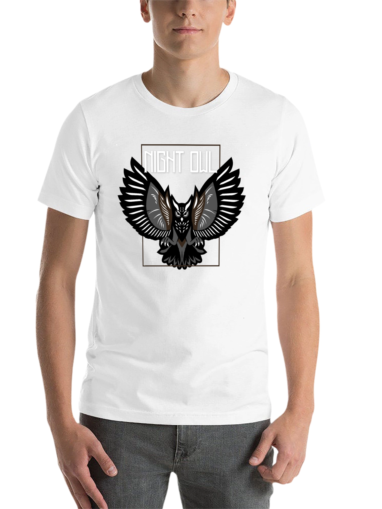 Black Night Owl Graphic Tee - Black Cotton Blend view 14