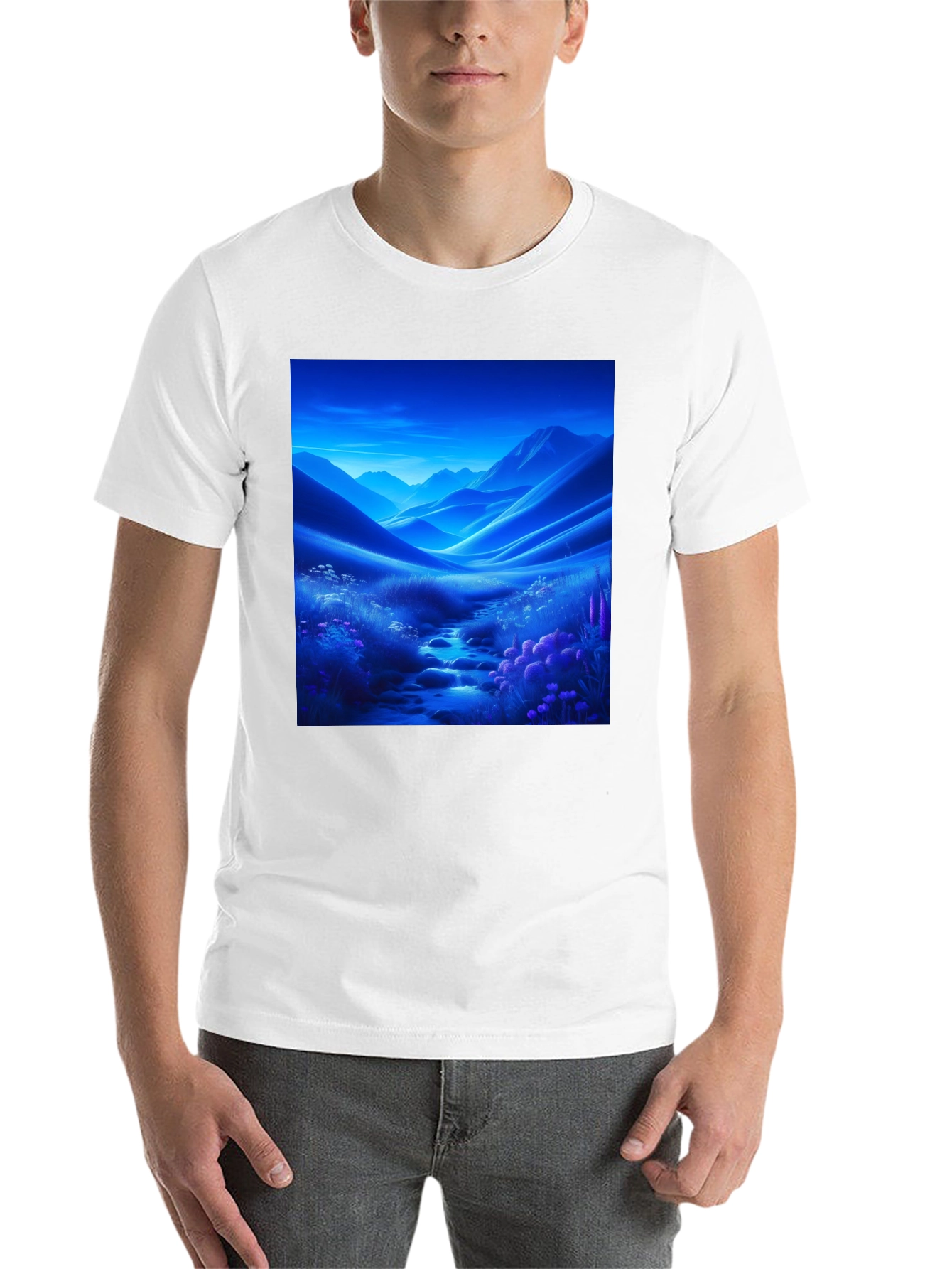 Black Scenic Mountain Stream T-Shirt view 14