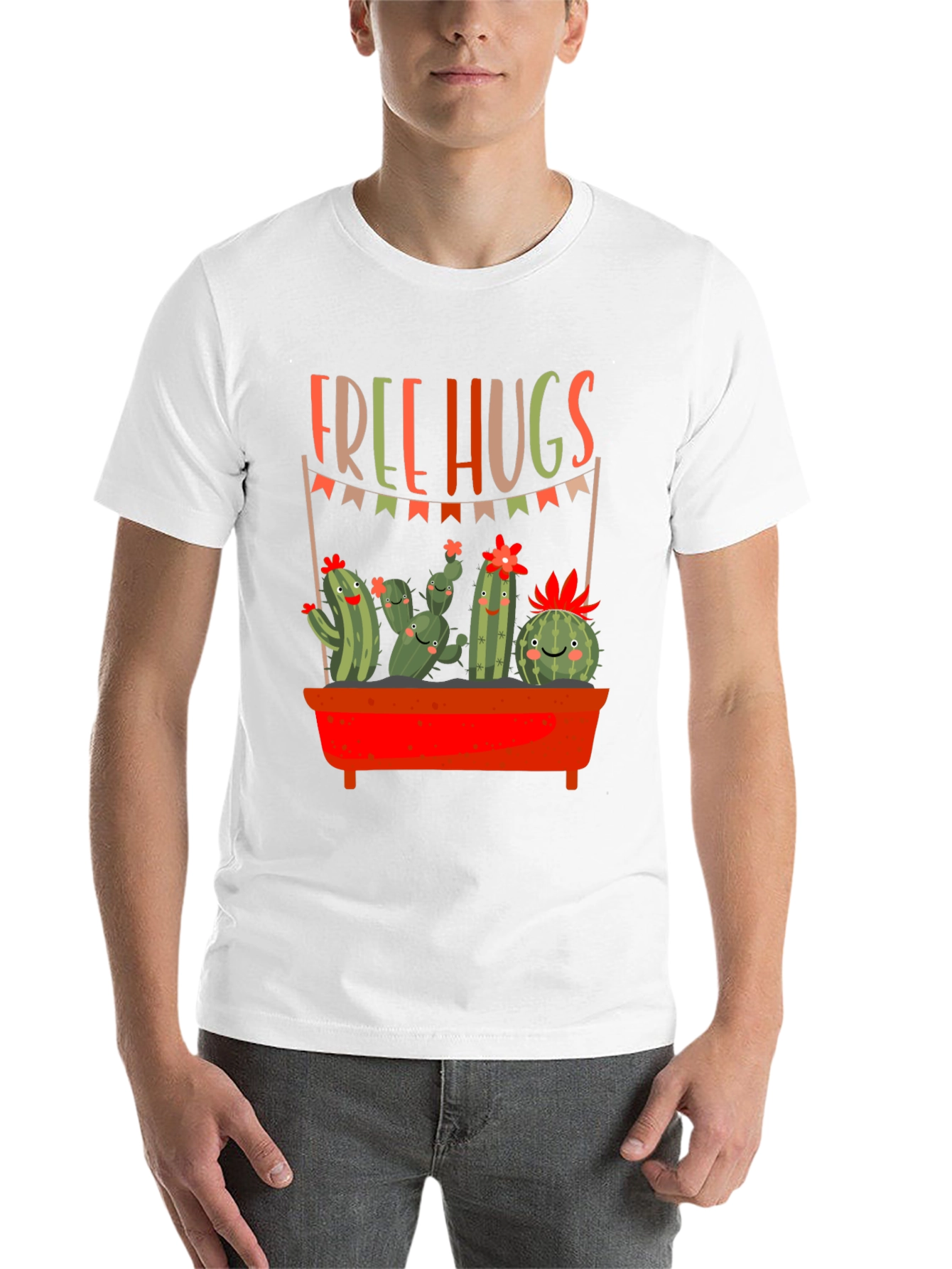 Black Free Hugs Cactus Graphic Tee view 14