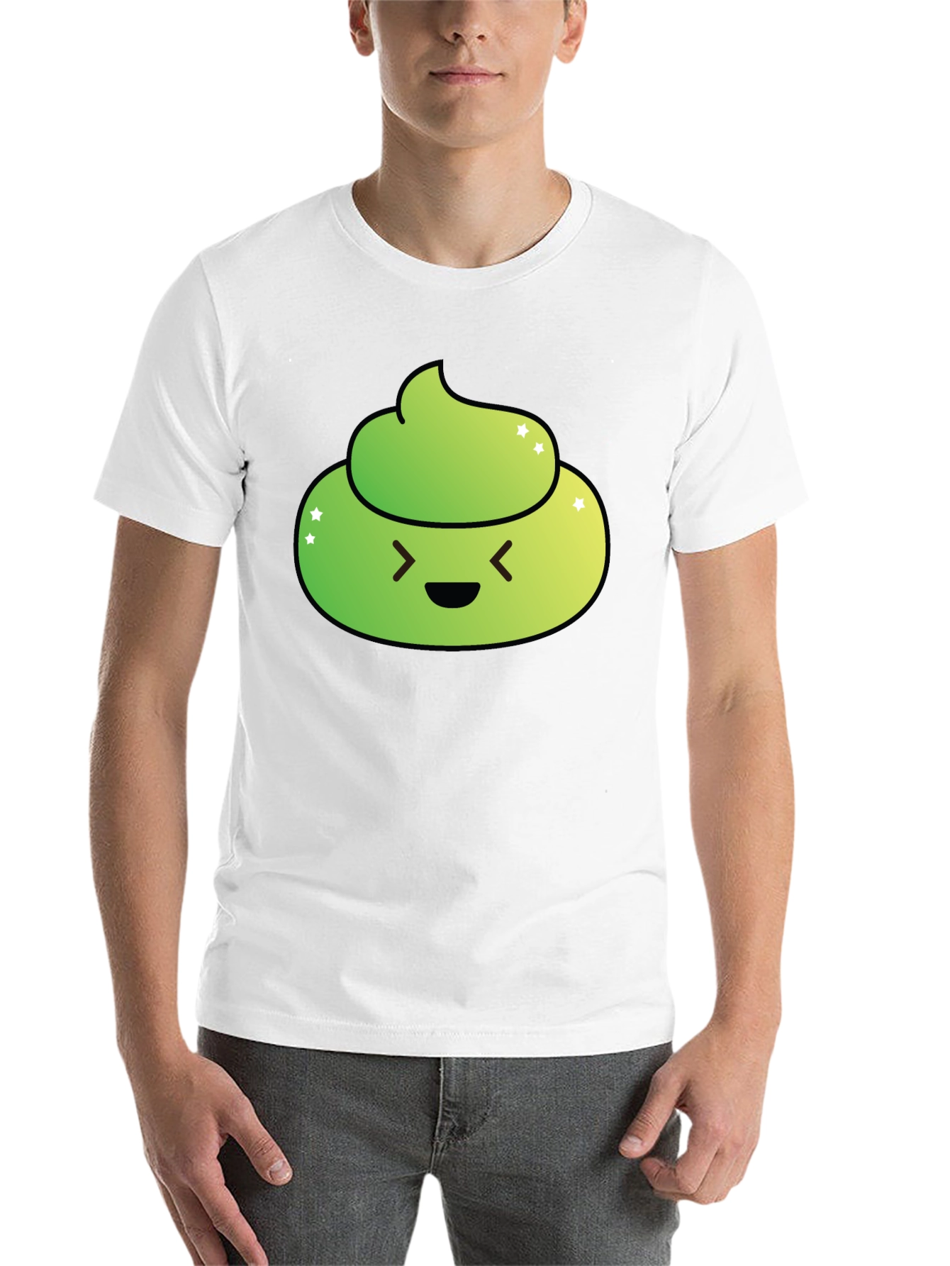 Black Green Emoji Poop T-Shirt - Funny Graphic Tee view 14