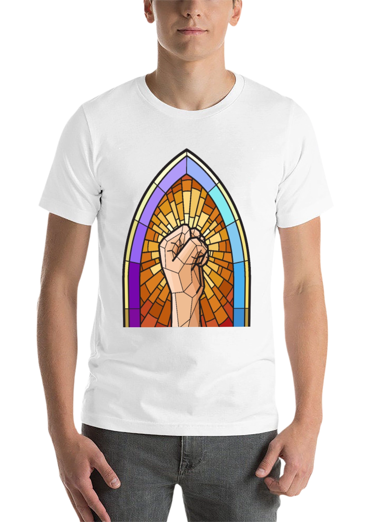 Black Stained Glass Fist T-Shirt view 14