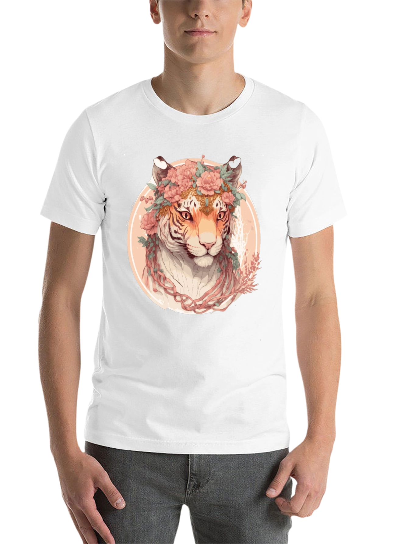 Black Floral Tiger Graphic T-Shirt - Unique Artistic Design view 14