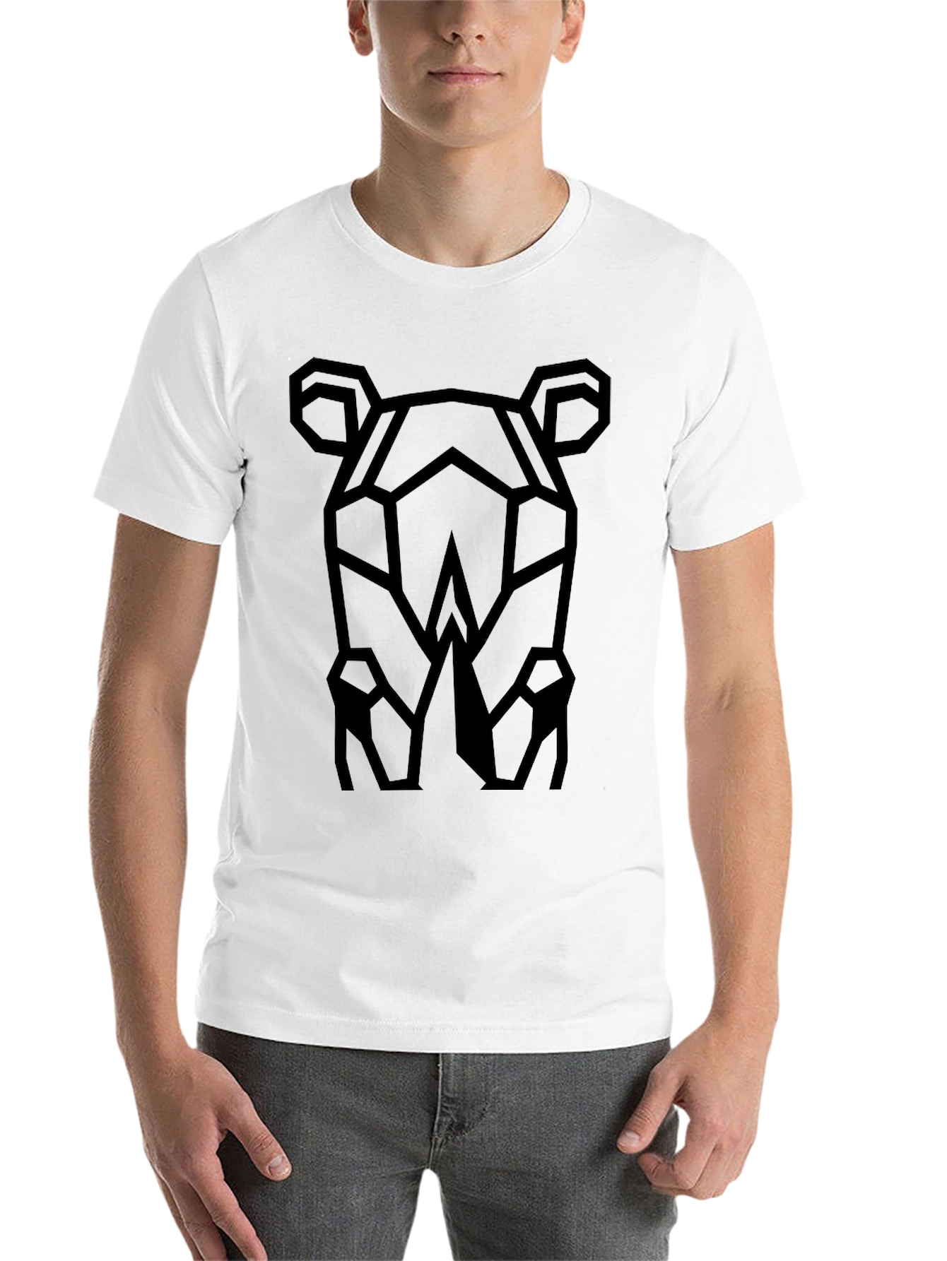 Black Geometric Rhino Graphic Tee - Modern Black T-Shirt view 14