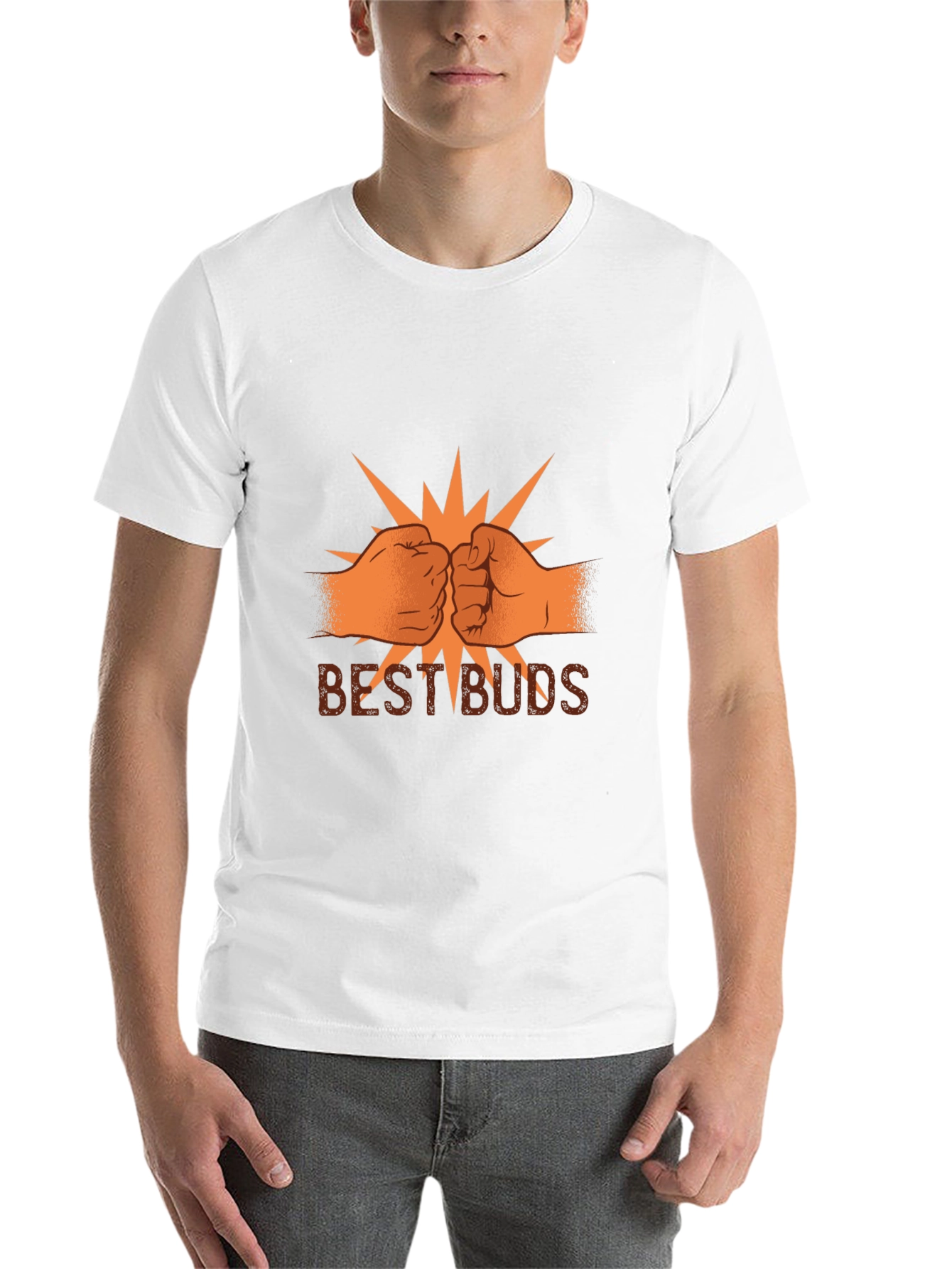 Black Best Buds Graphic Tee - Black Cotton Blend T-Shirt view 14