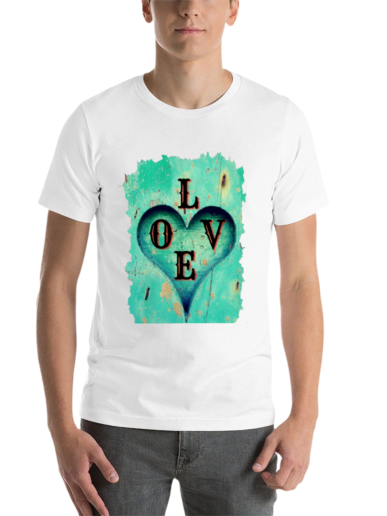 Black Love Heart Graphic Tee - Black Casual T-Shirt view 14
