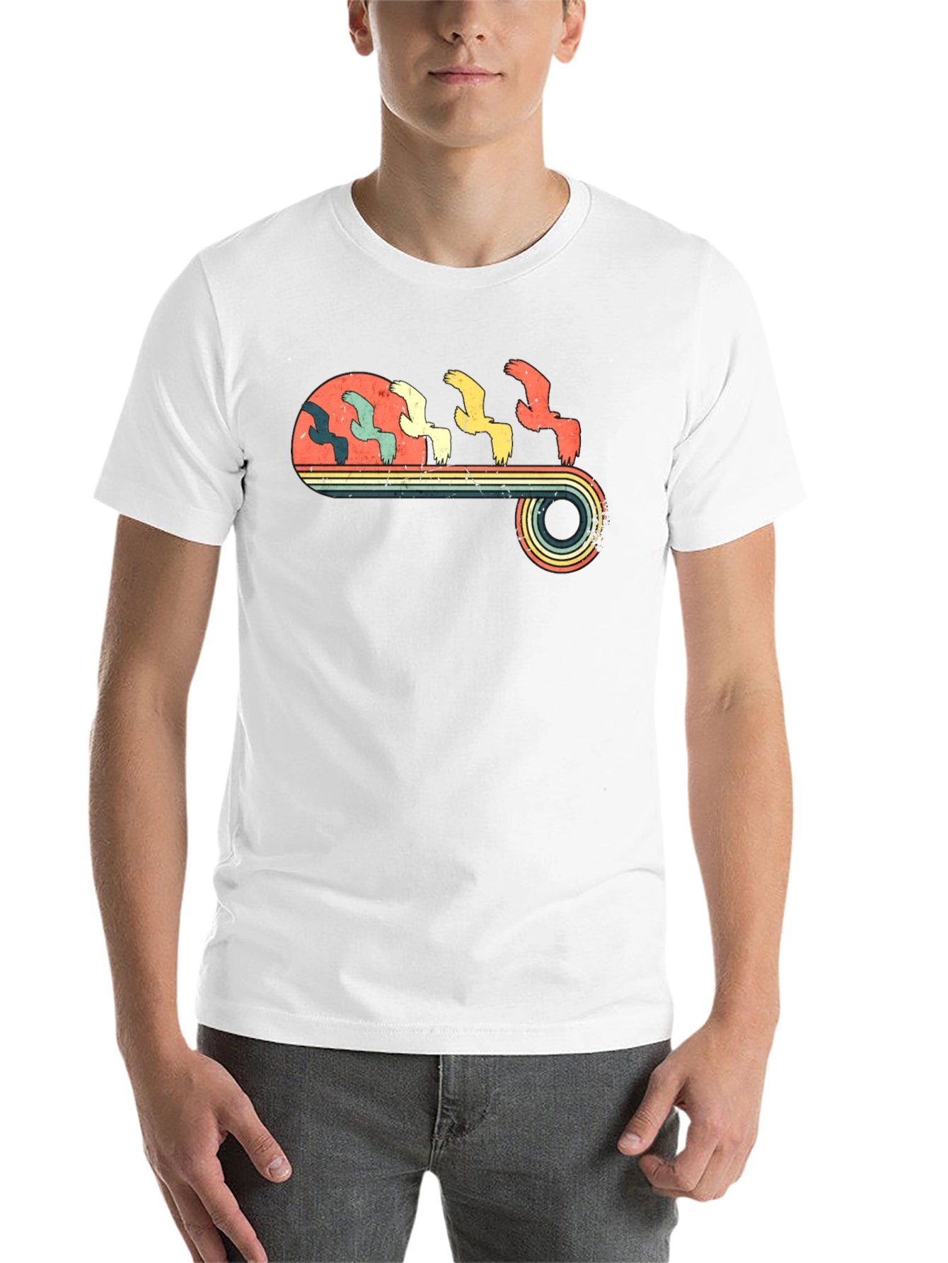Retro Birds Graphic Tee - Black T-Shirt - 14