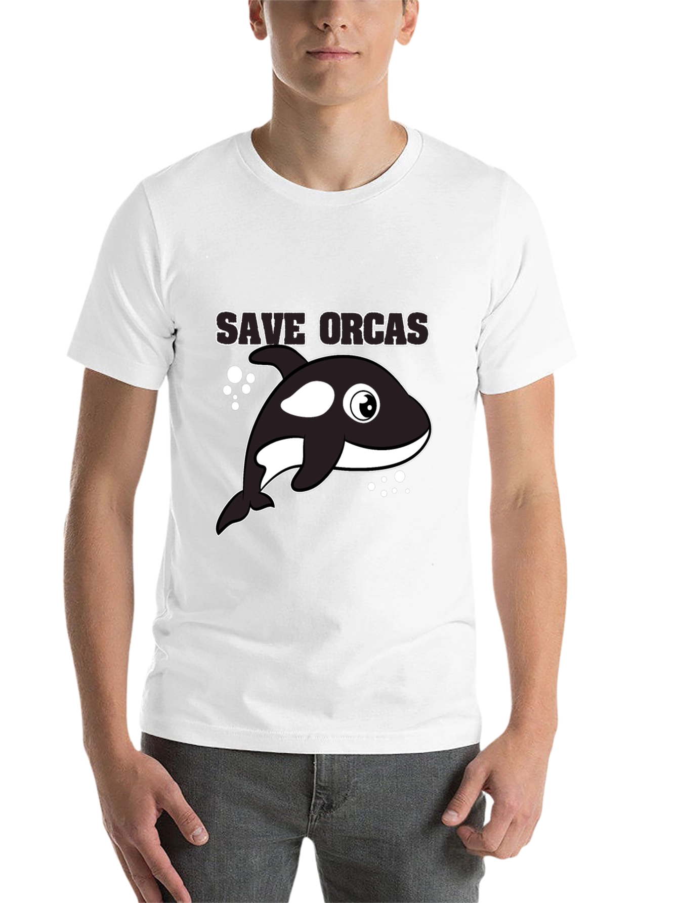 Black Save Orcas Black T-Shirt view 14