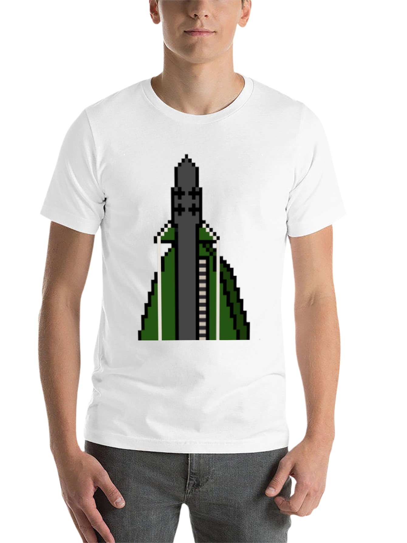 Black Pixelated Rocket T-Shirt - Retro Gaming Style view 14